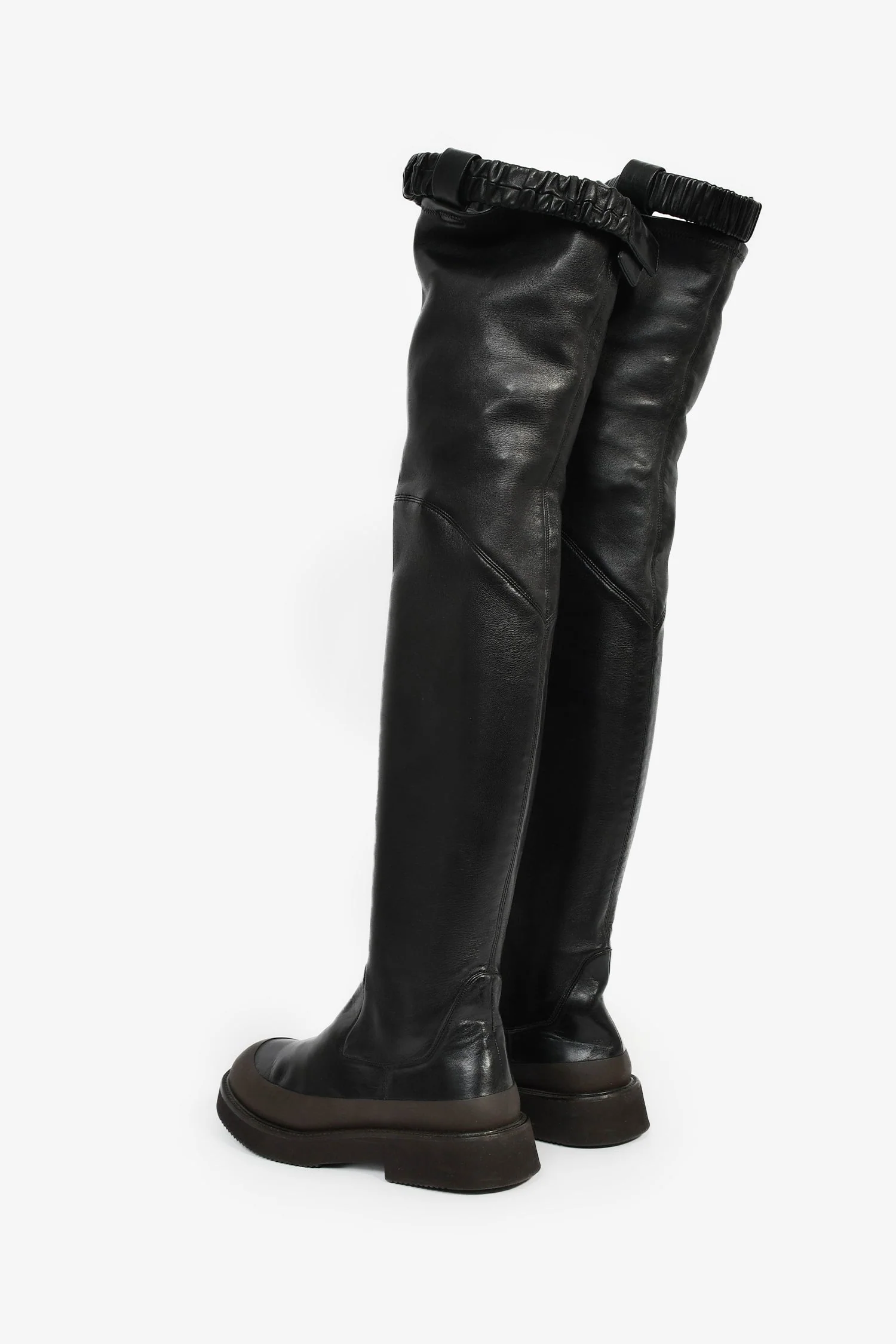 Celine 2017 Black Leather 'Country' Over-The-Knee Boots Size 37 - Image 5