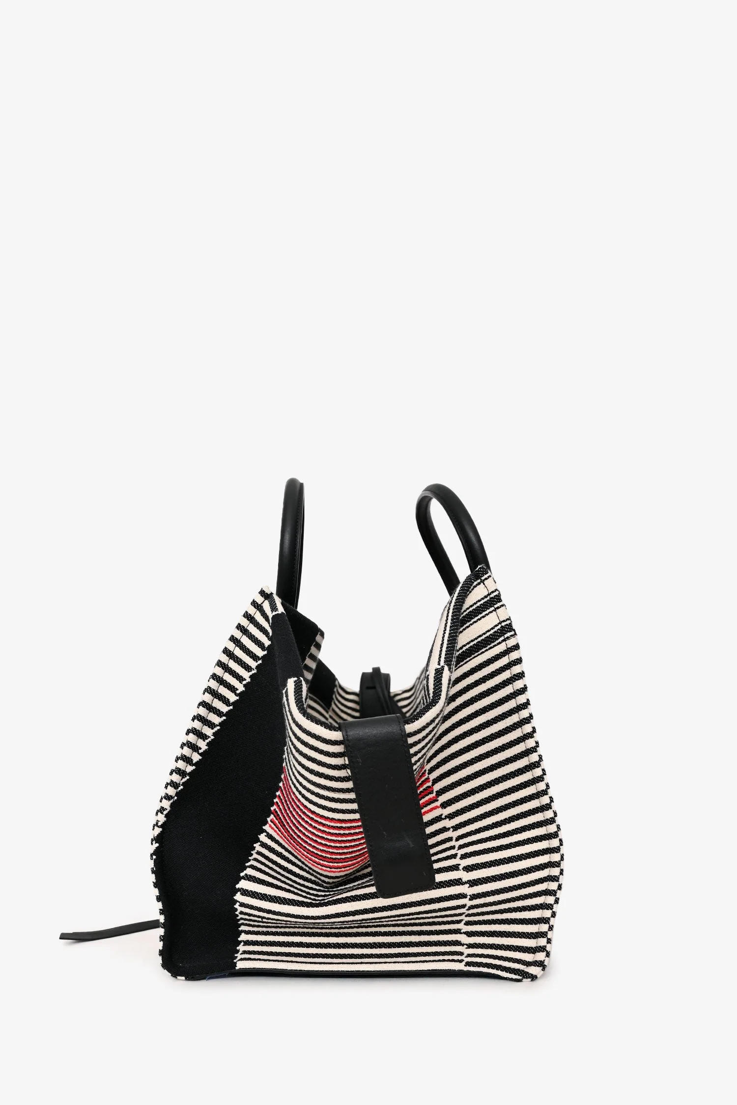 Celine 2017 Black/White Canvas Striped Phantom Luggage Top Handle - Image 3