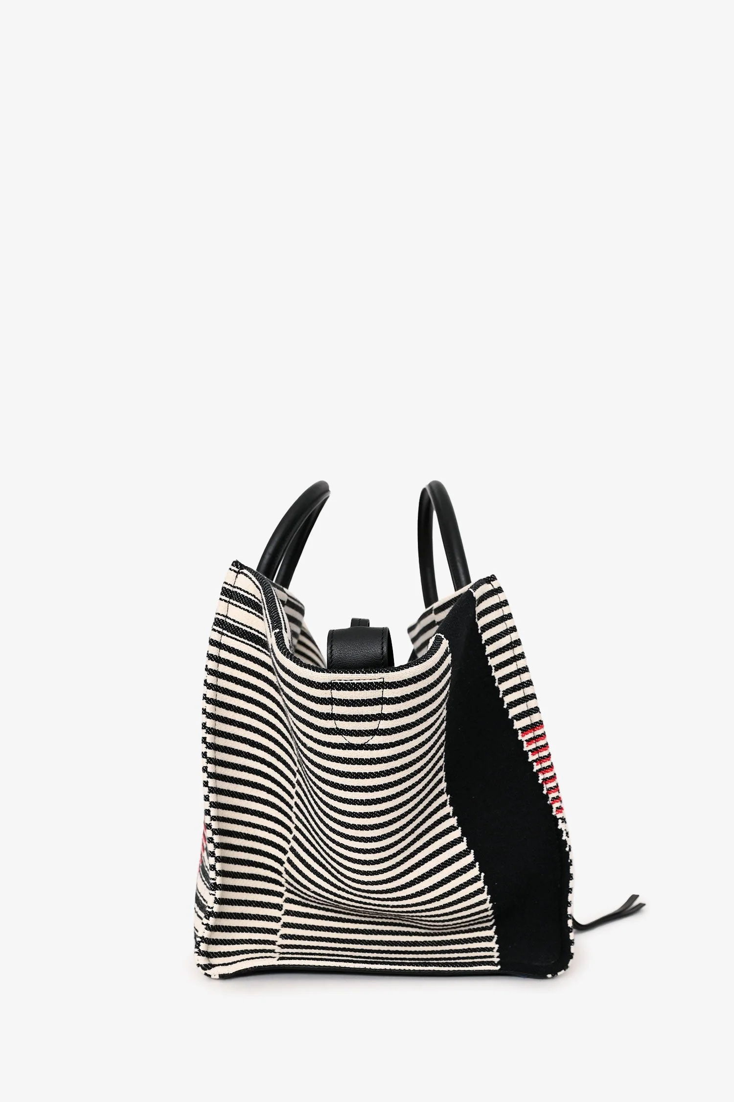 Celine 2017 Black/White Canvas Striped Phantom Luggage Top Handle - Image 4