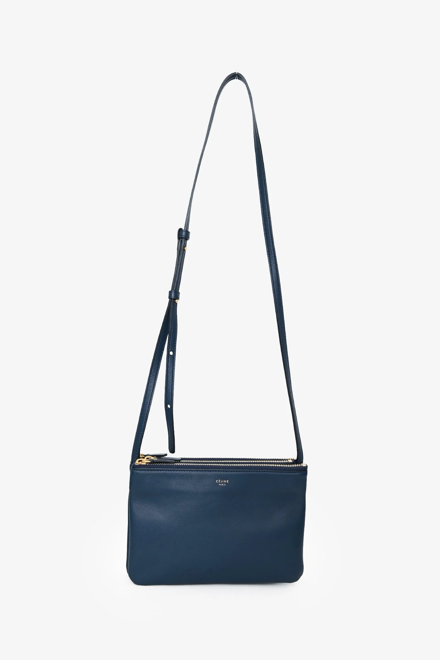 Celine 2018 Navy Blue Leather Small Trio Crossbody - Image 7