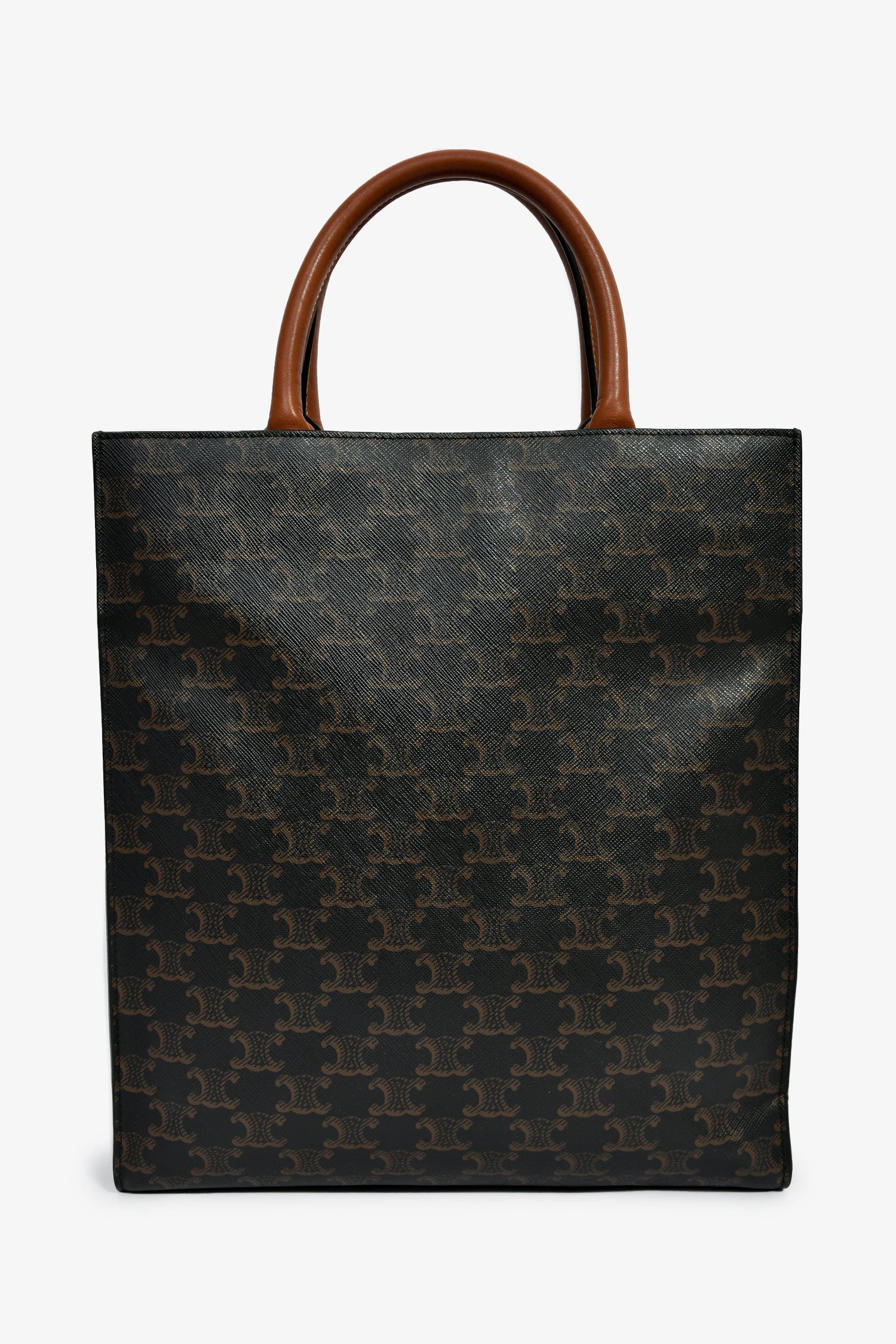 Celine 2019 Black/Brown Coated Canvas Small Triomphe Vertical Cabas Tote - Image 2