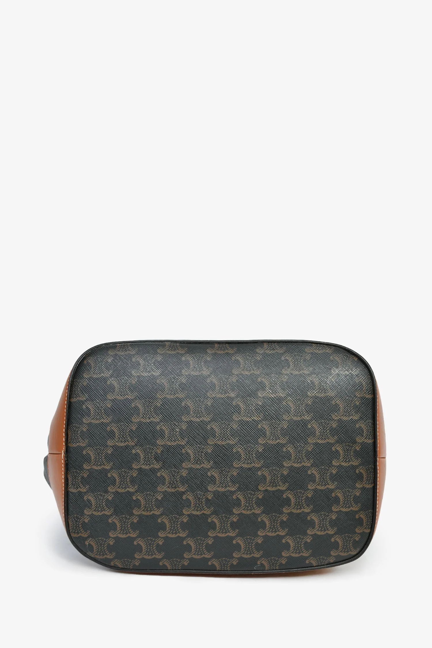 Celine 2019 Brown Canvas/Leather Triomphe Medium Bucket Bag - Image 5