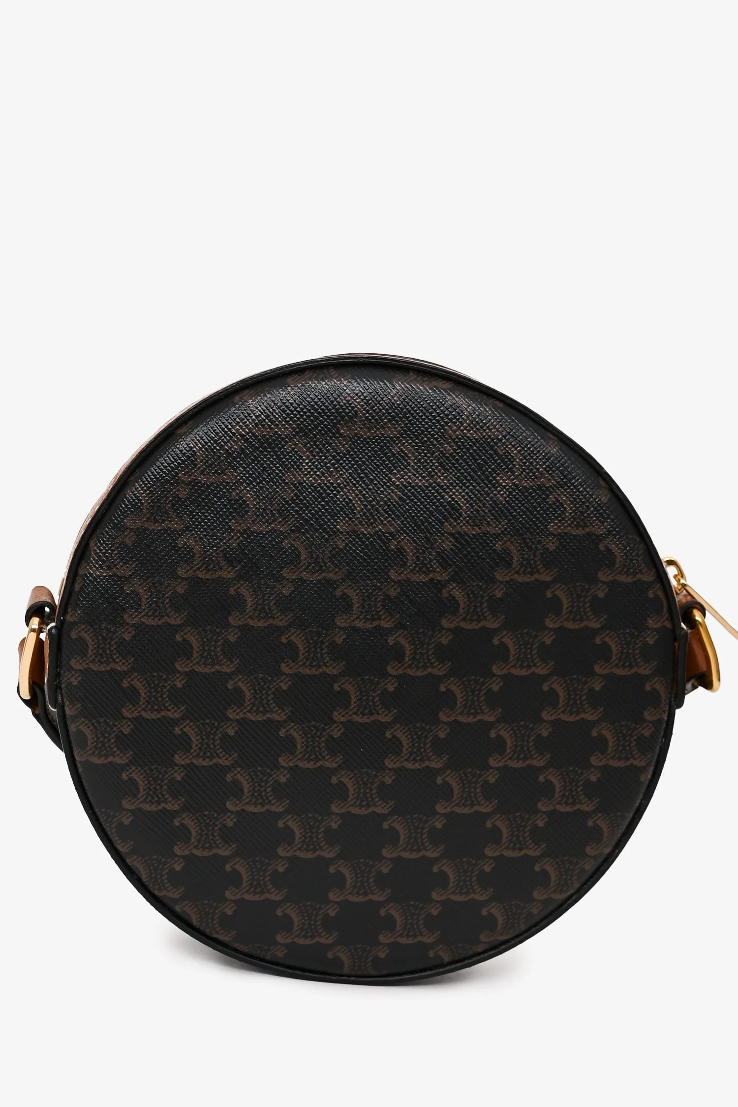 Celine 2020 Brown Canvas/Leather Triomphe Round Crossbody - Image 2