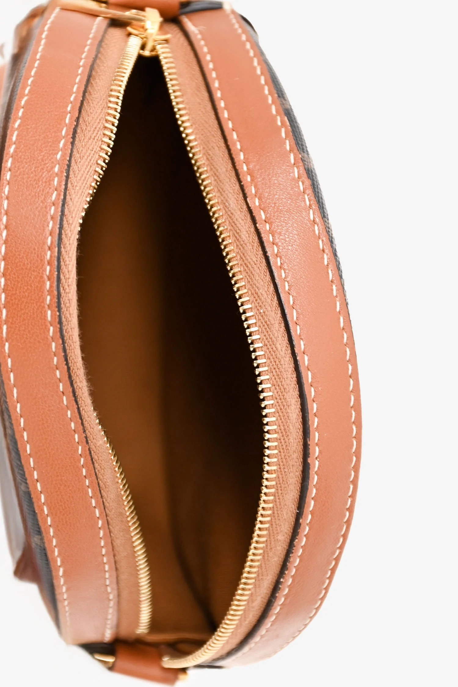 Celine 2020 Brown Canvas/Leather Triomphe Round Crossbody - Image 6