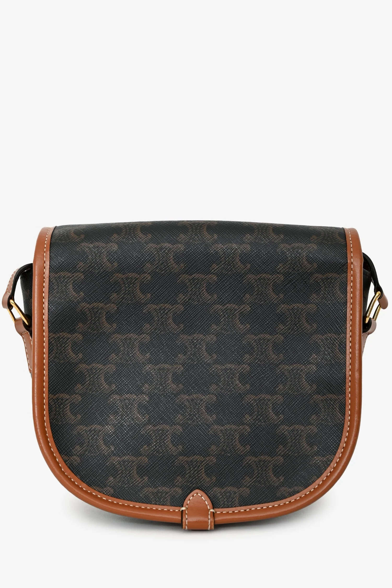 Celine 2020 Brown Leather/Canvas Triomphe Medium 'Folco' Crossbody Bag - Image 2