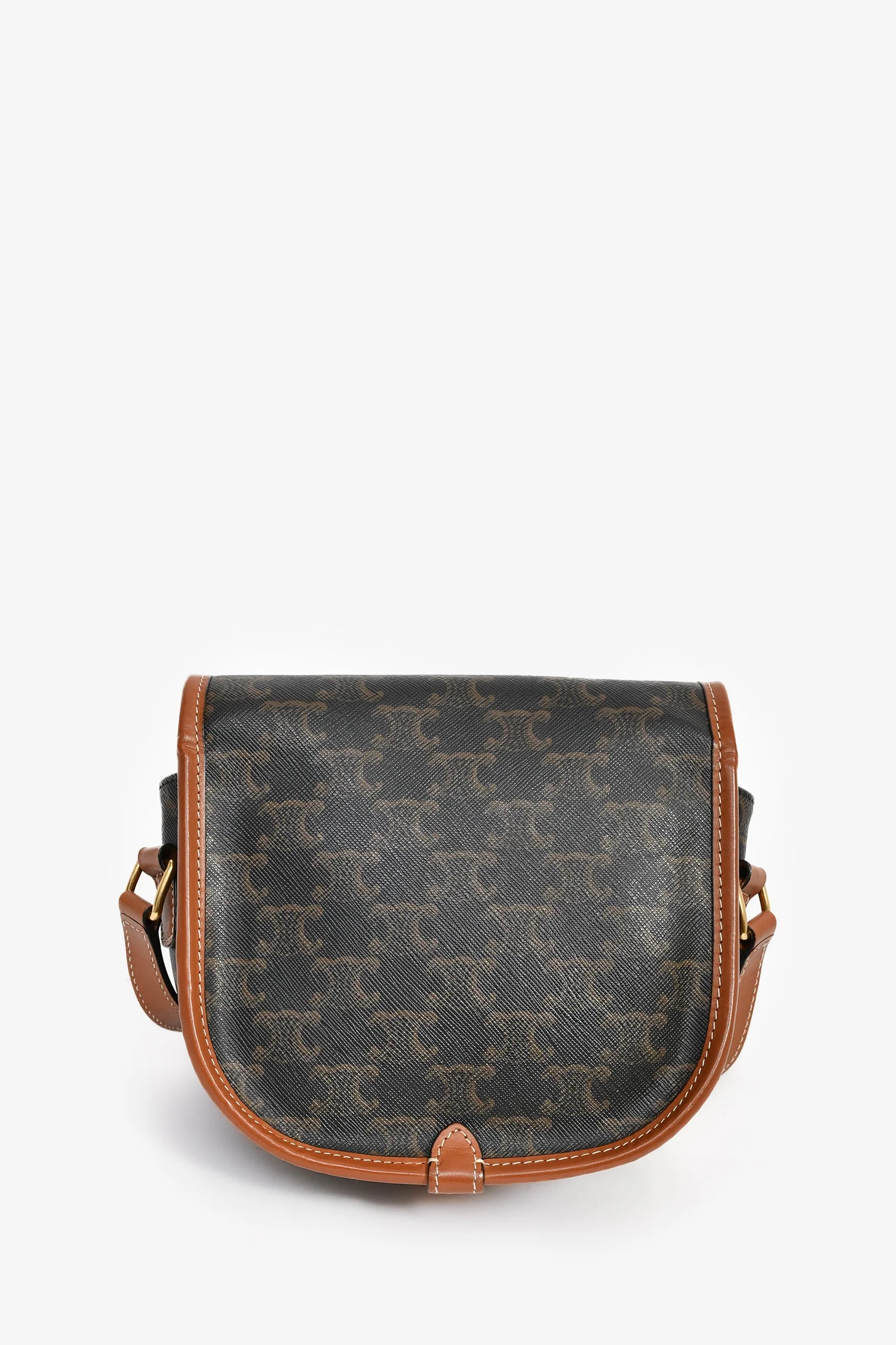 Celine 2020 Brown Triomphe Canvas/Leather Folco Crossbody - Image 2