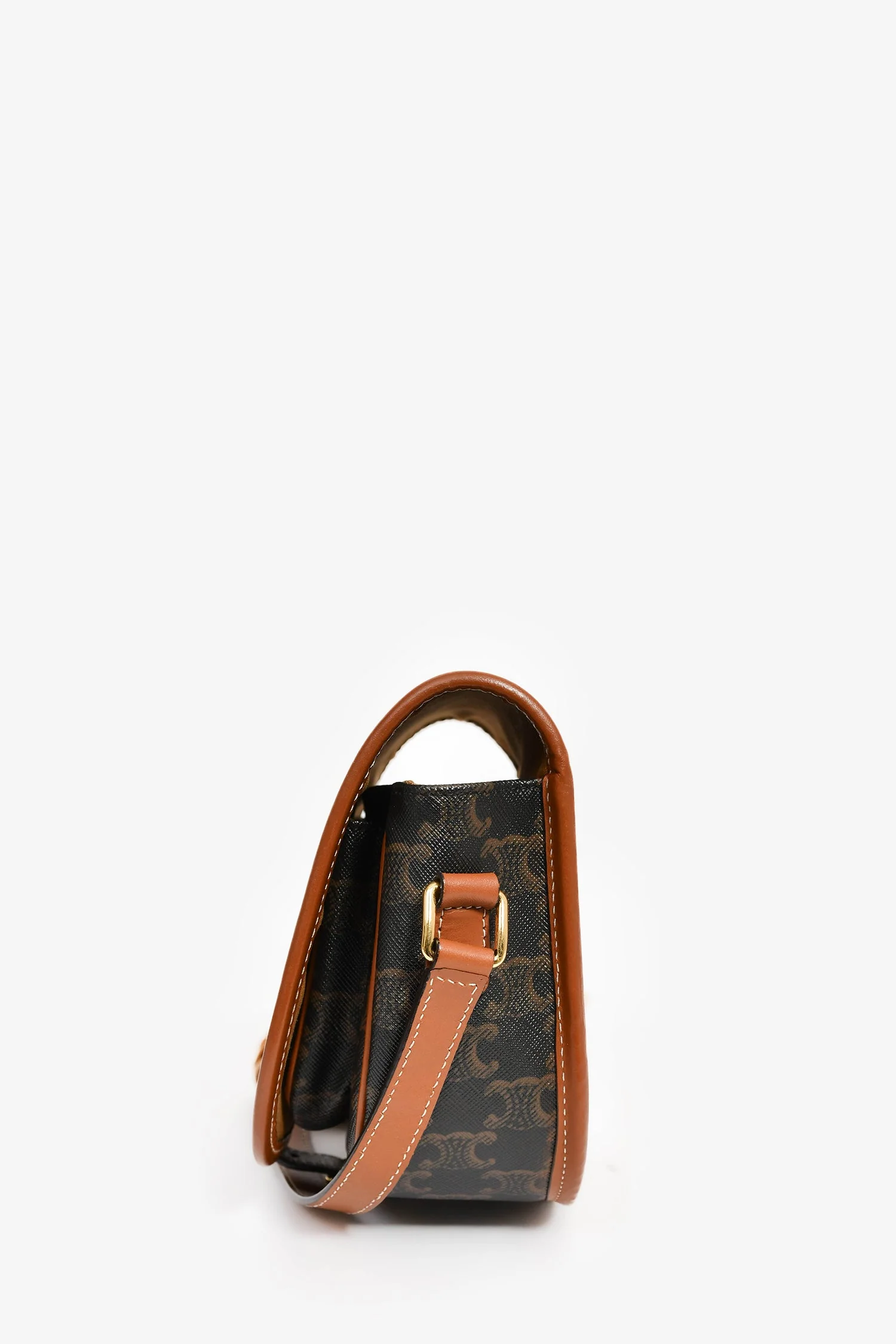 Celine 2020 Brown Triomphe Canvas/Leather Folco Crossbody - Image 3