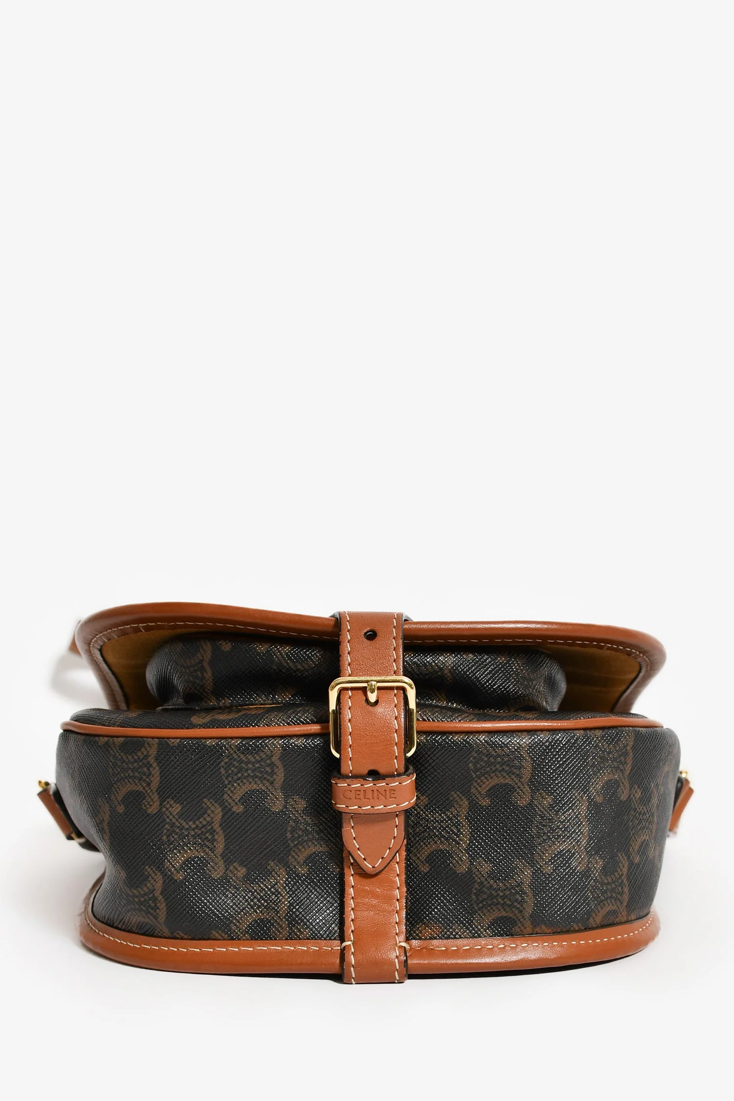 Celine 2020 Brown Triomphe Canvas/Leather Folco Crossbody - Image 5