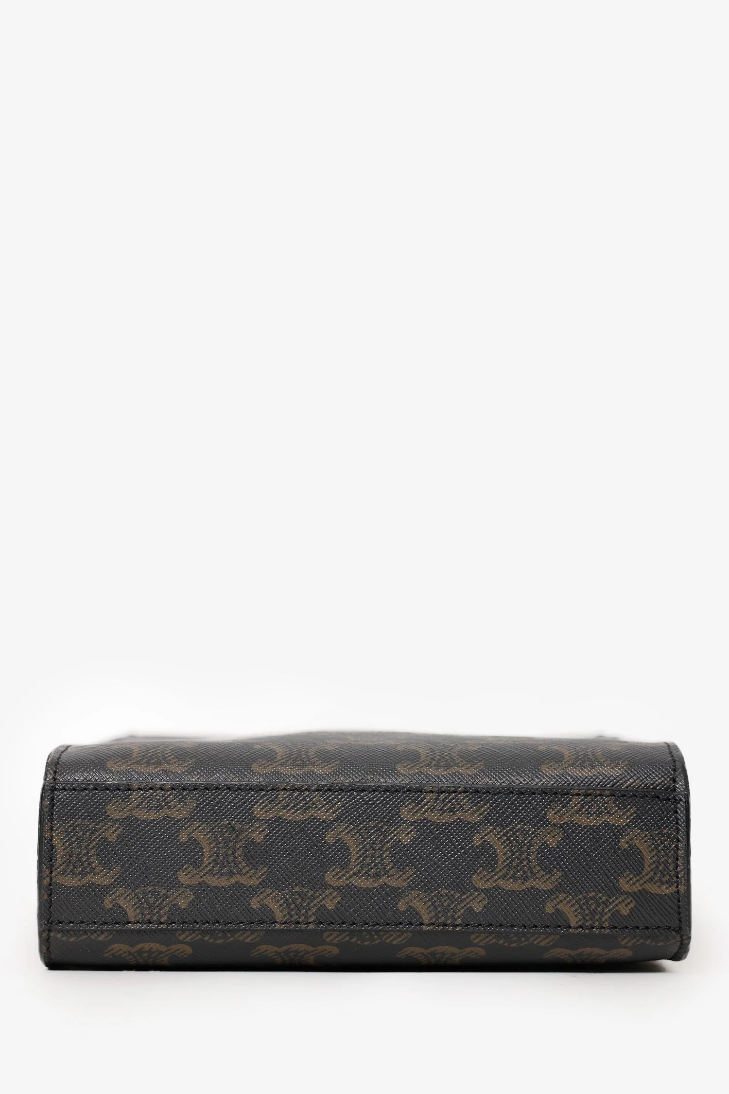 Celine 2021 Brown Canvas/Leather Mini Triomphe Vertical Cabas Tote With Strap - Image 5
