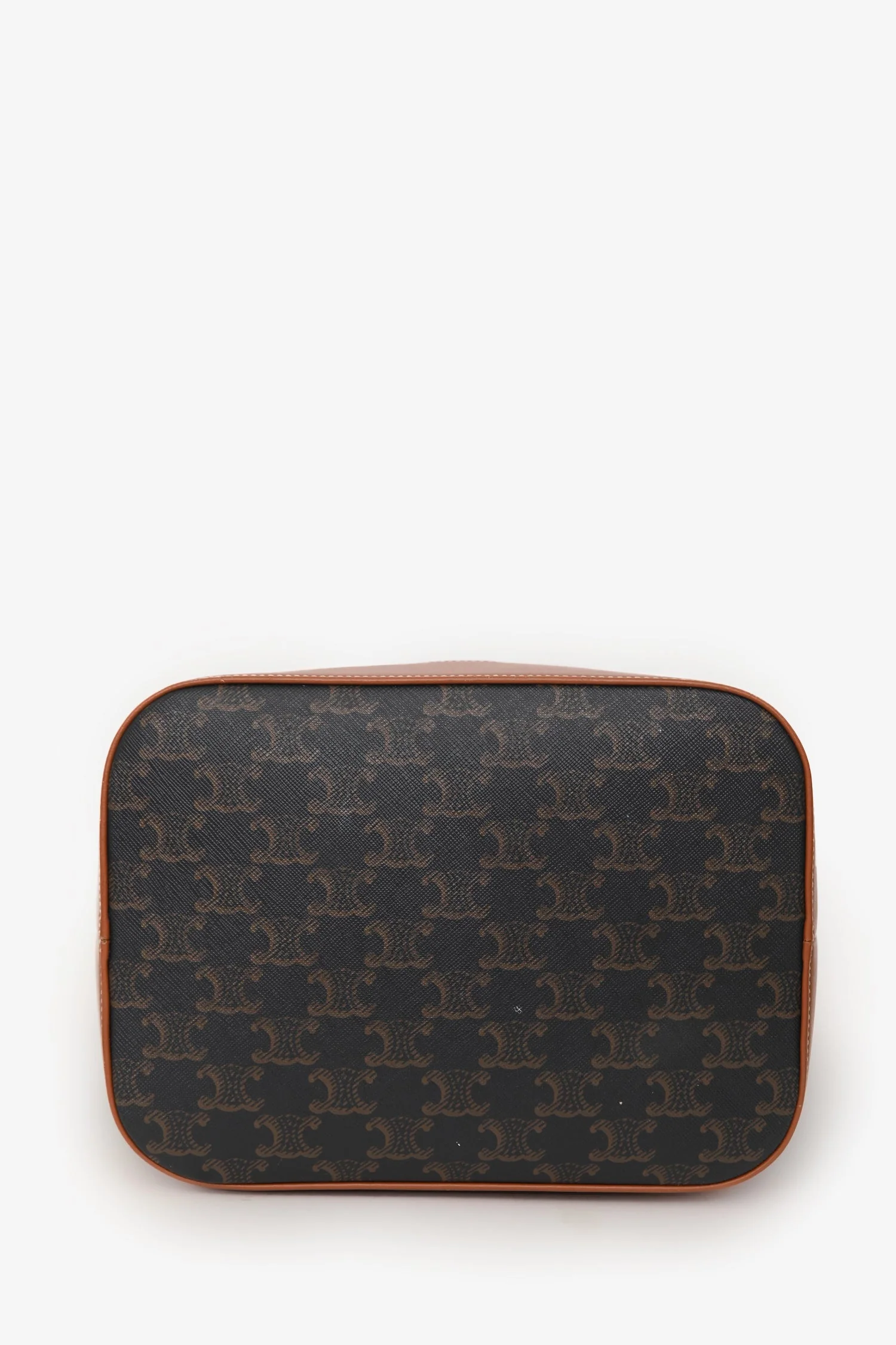 Celine 2022 Brown Canvas/Leather Triomphe Medium Bucket Bag - Image 5