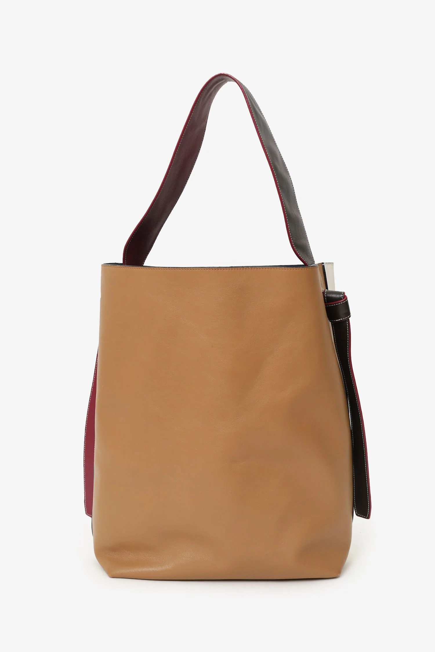 Celine Beige/White Leather Twisted Cabas Bag - Image 3