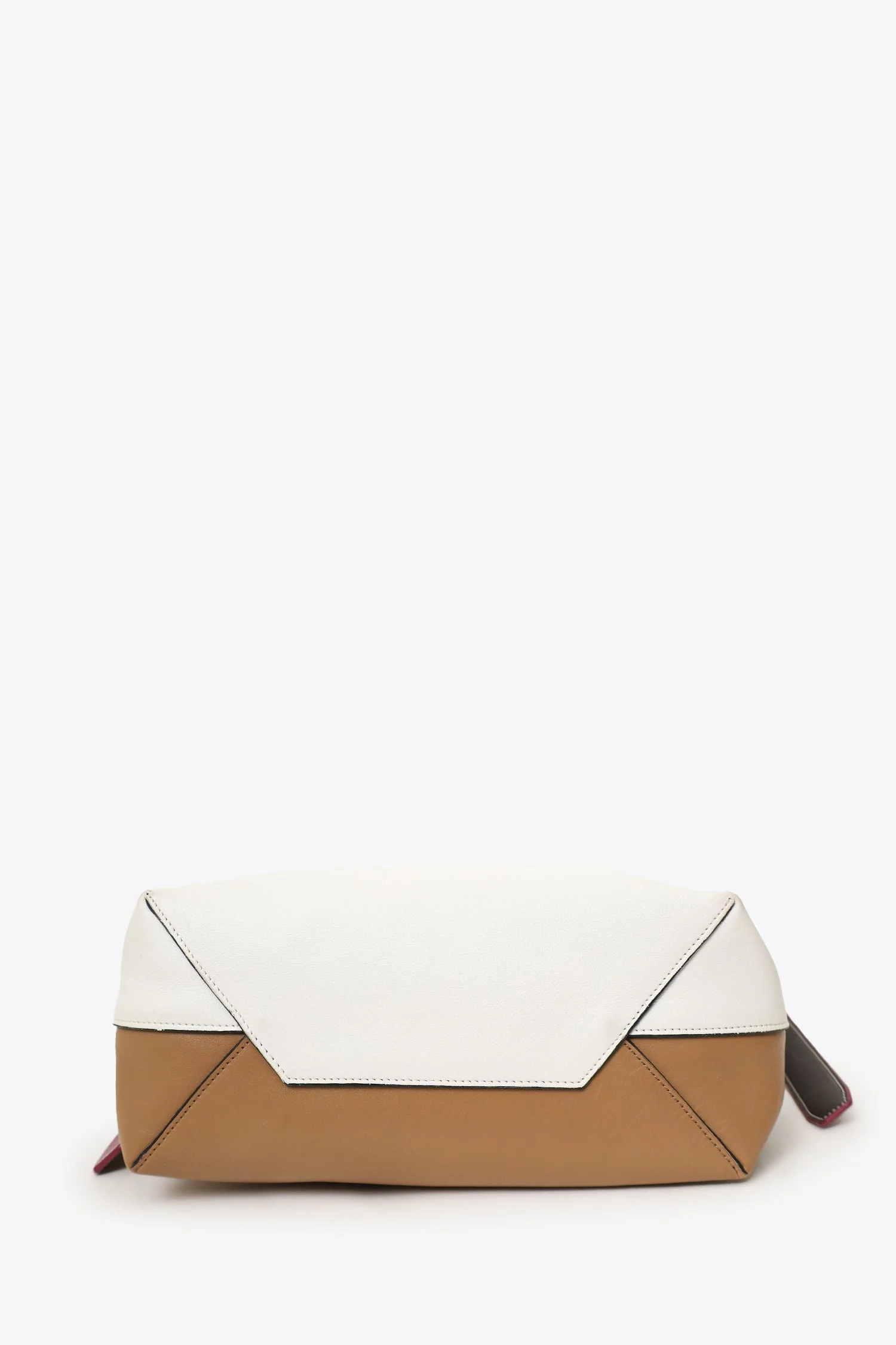 Celine Beige/White Leather Twisted Cabas Bag - Image 6