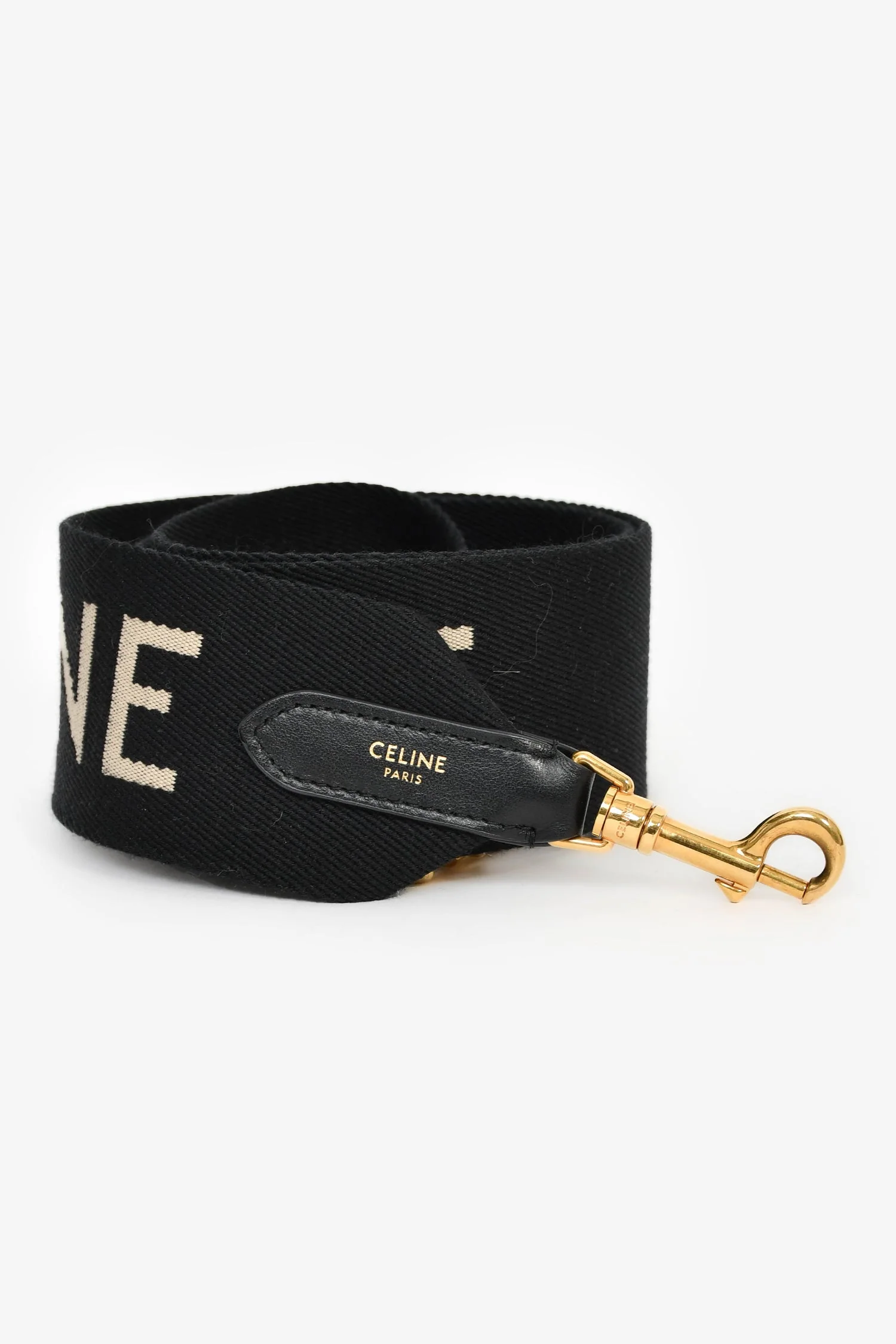 Celine Black Canvas Logo Bag Strap - Image 4
