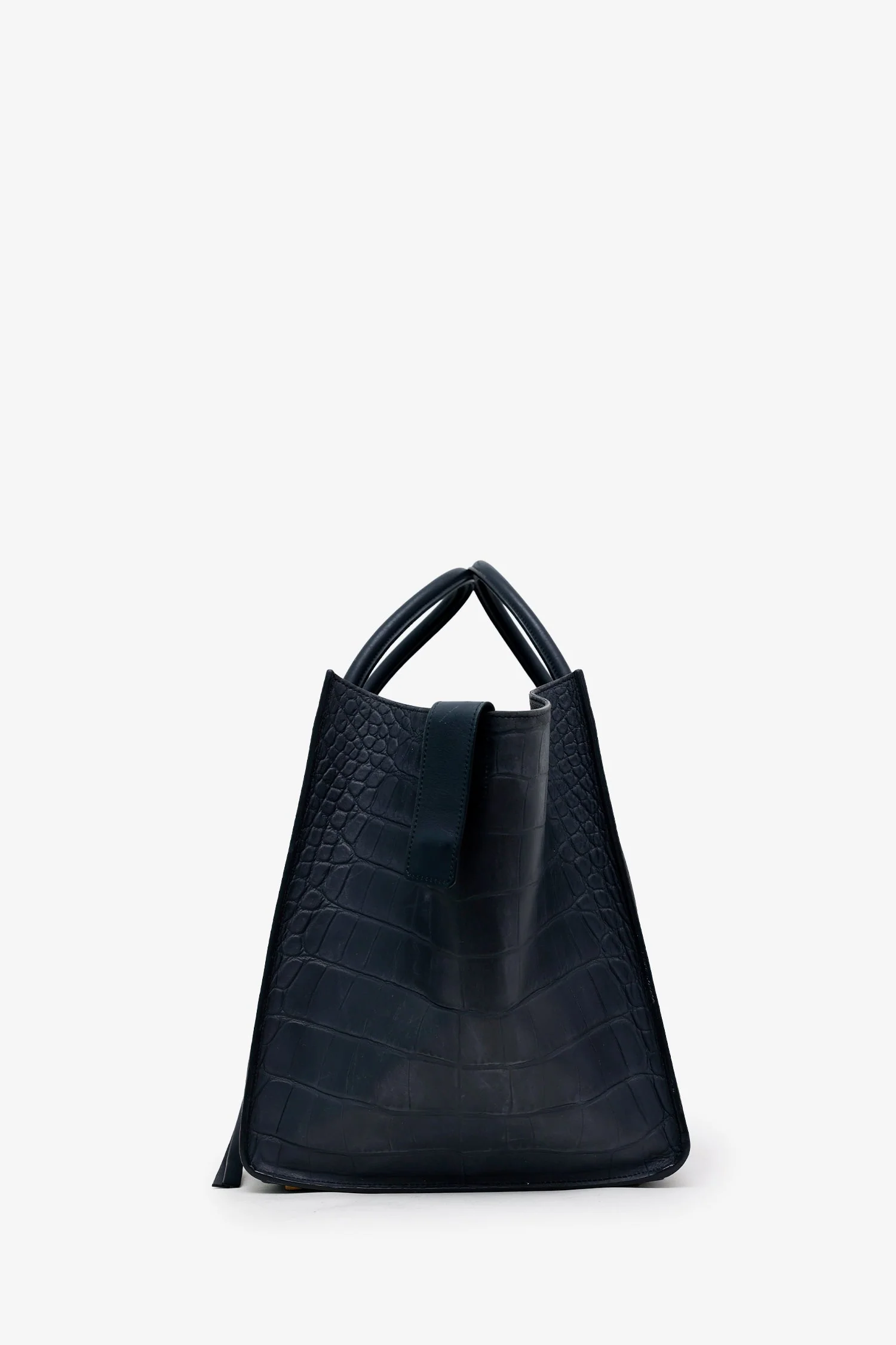 Celine Black Croc Embossed Leather Luggage Phantom Top Handle - Image 4