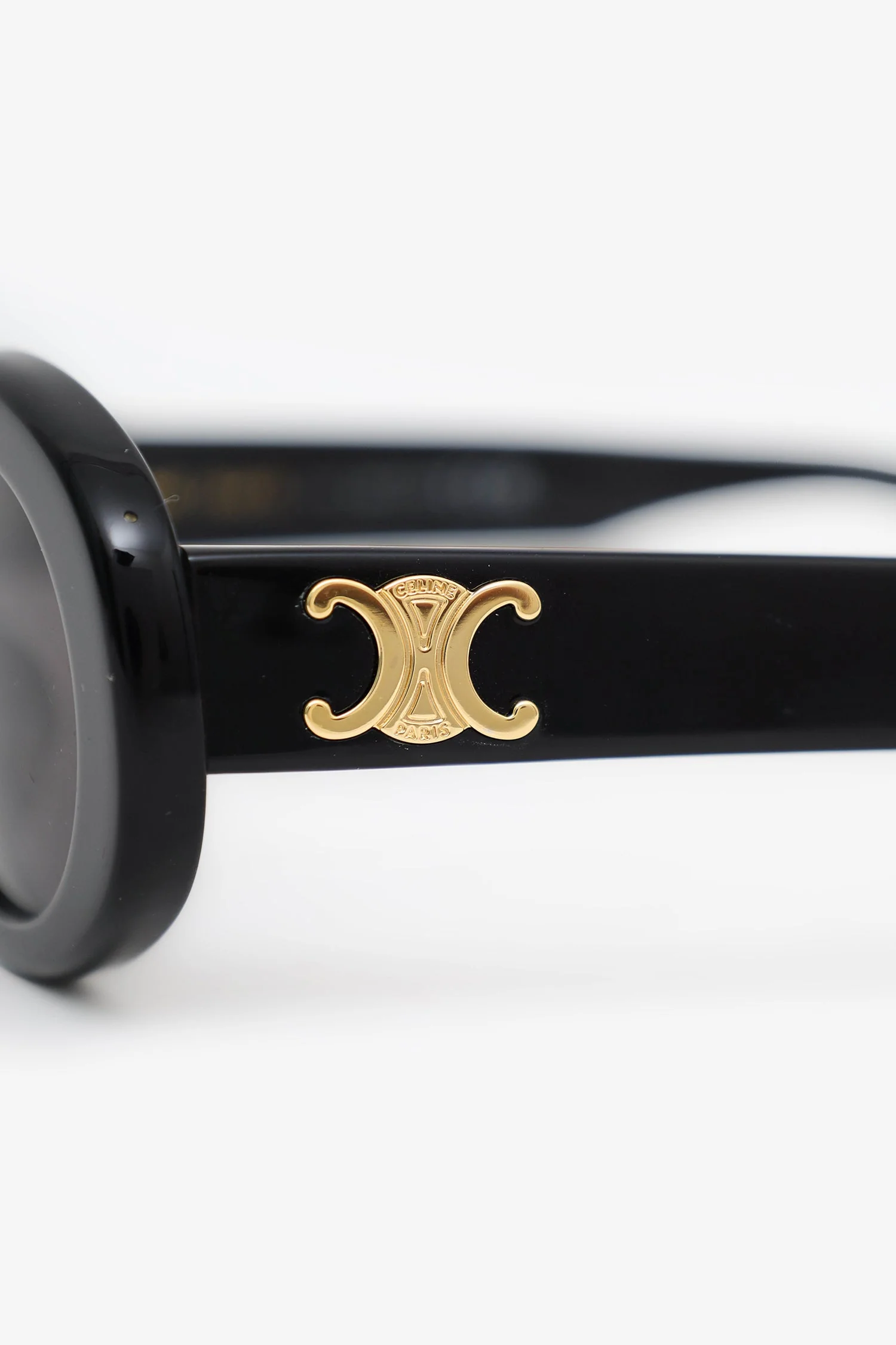 Celine Black Frame Triomphe Oval Sunglasses - Image 4