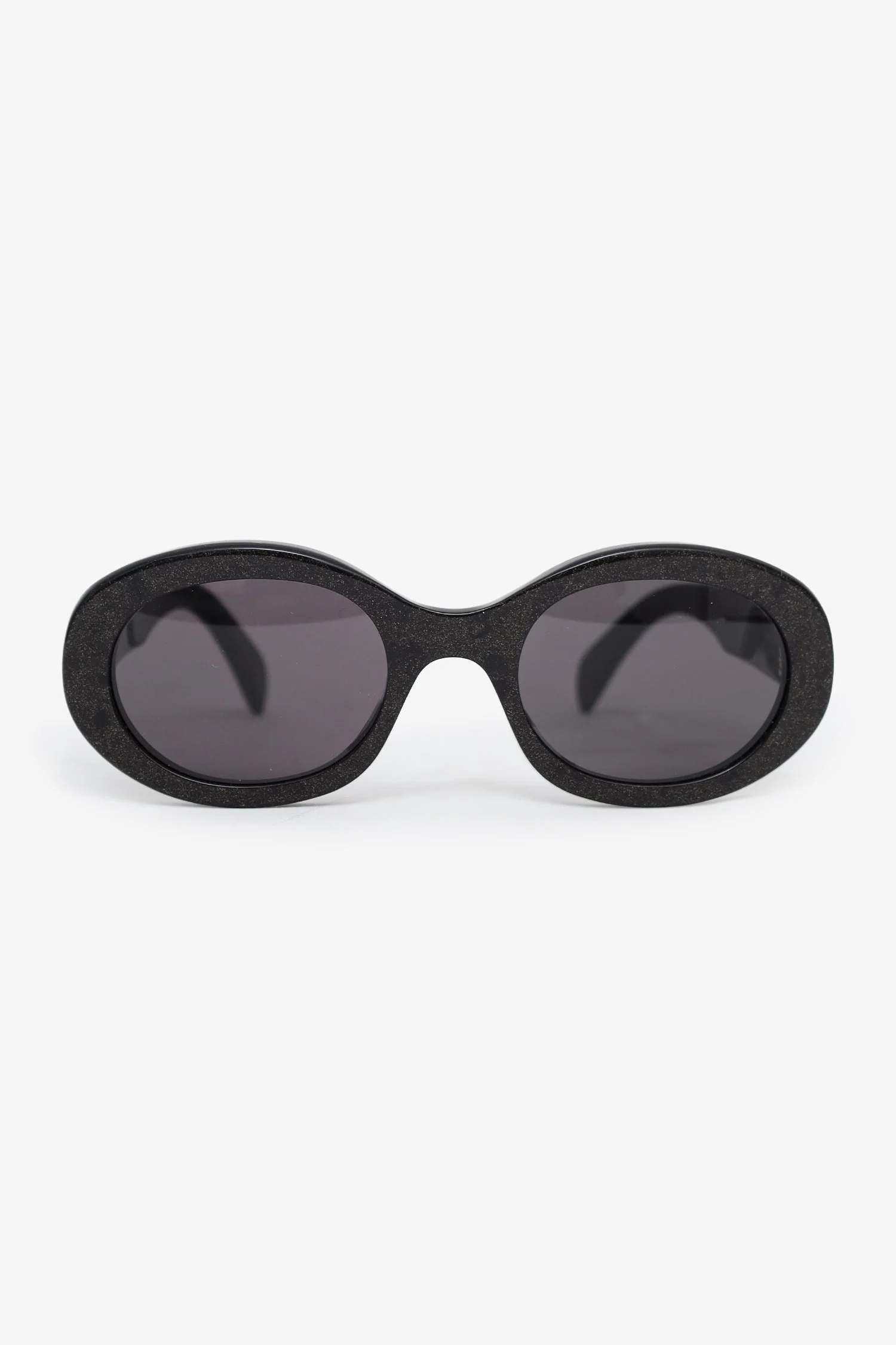 Celine Black Glitter Round Frame Sunglasses