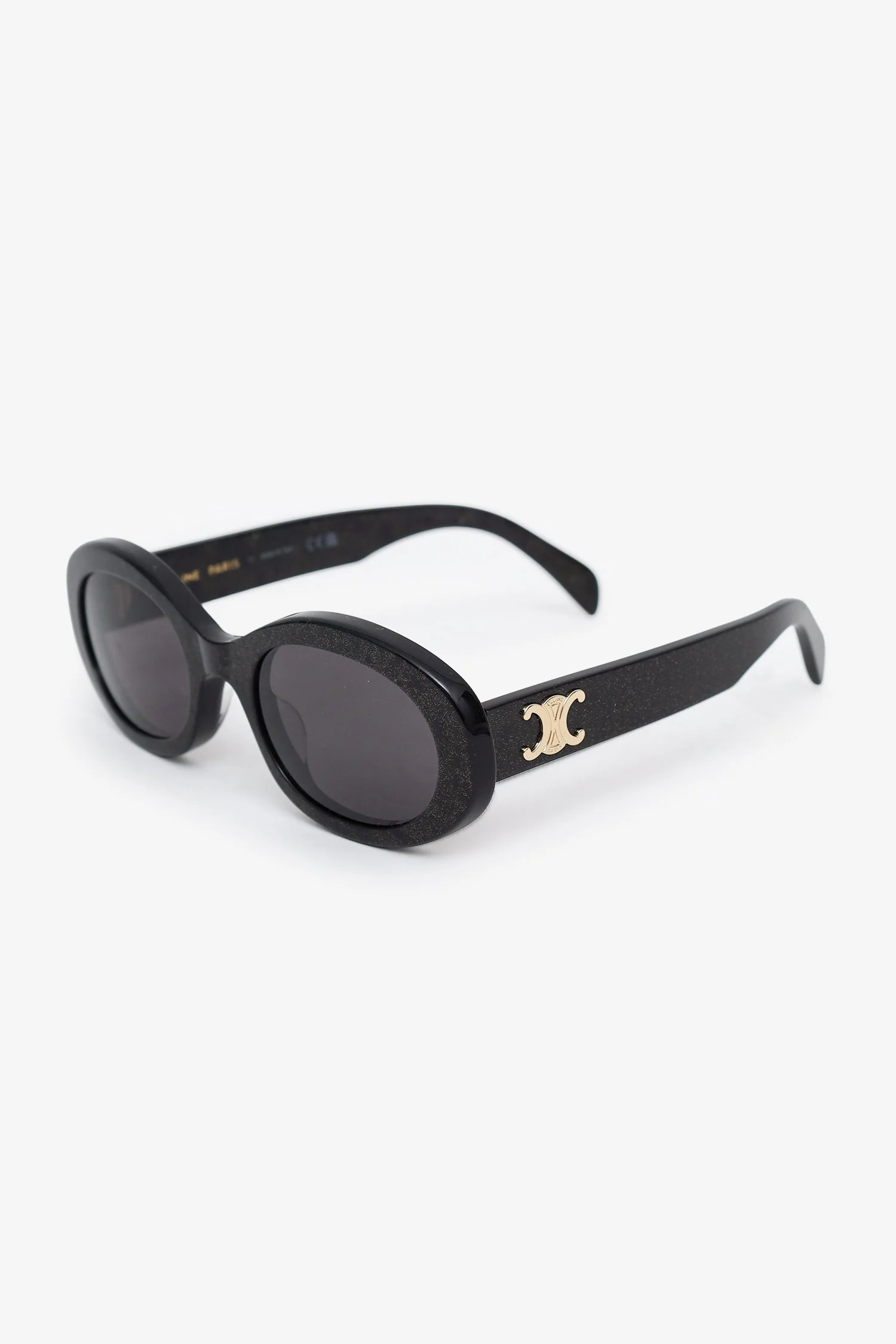 Celine Black Glitter Round Frame Sunglasses - Image 2