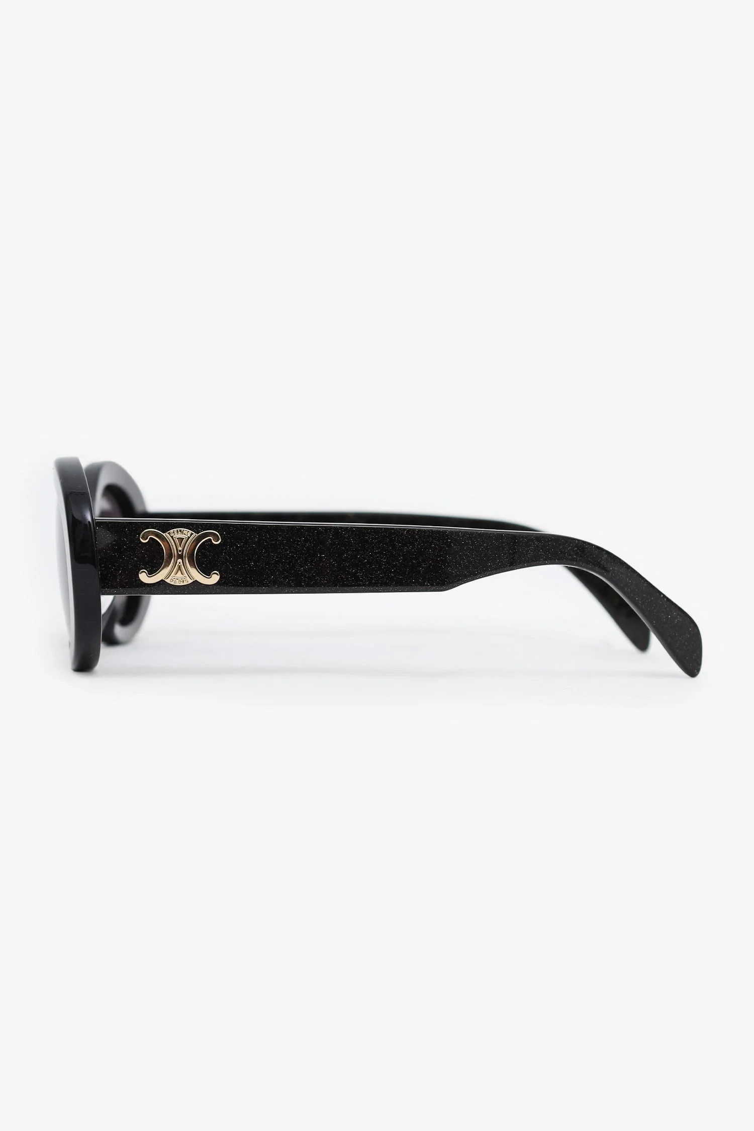 Celine Black Glitter Round Frame Sunglasses - Image 3