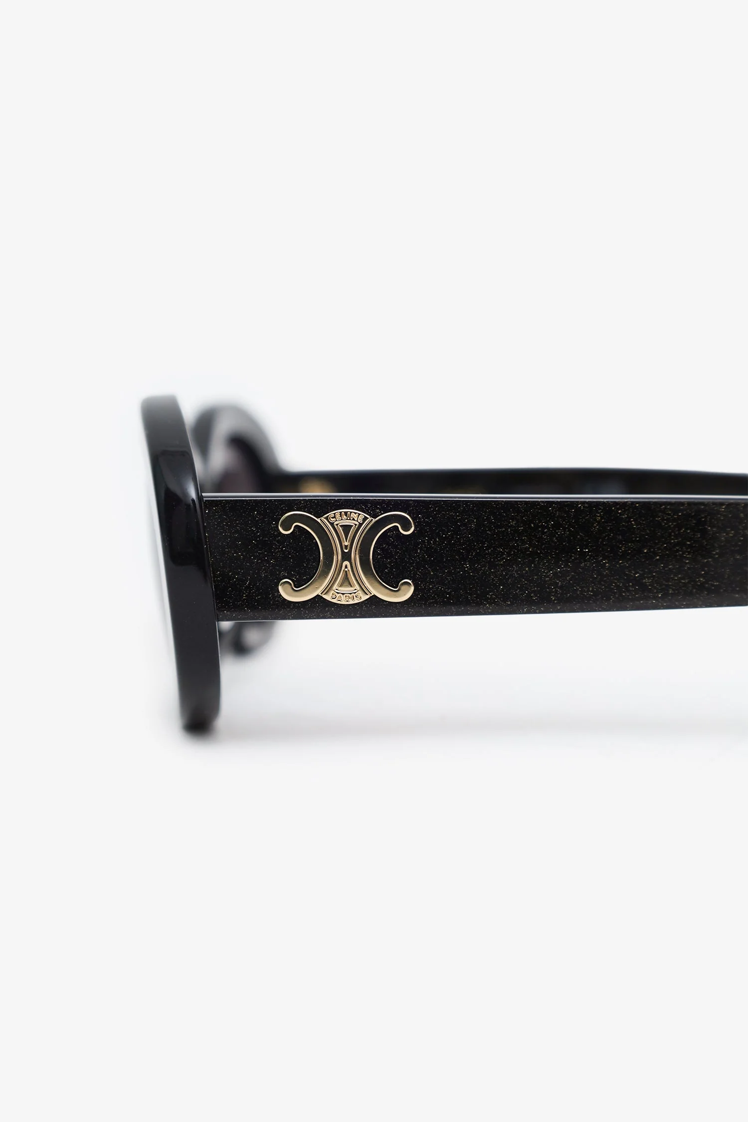 Celine Black Glitter Round Frame Sunglasses - Image 4