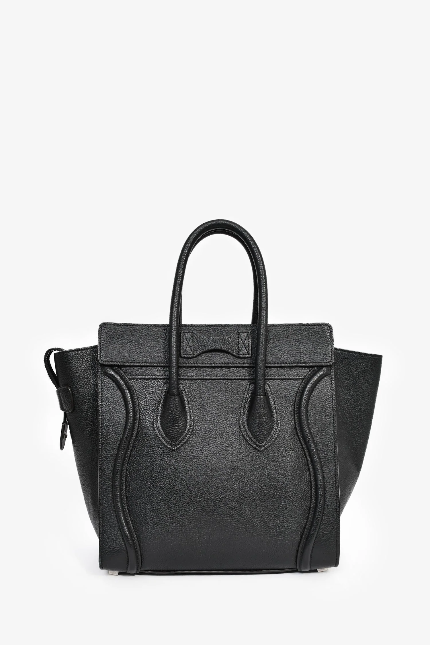 Celine Black Grained Leather Micro Luggage Tote - Image 2