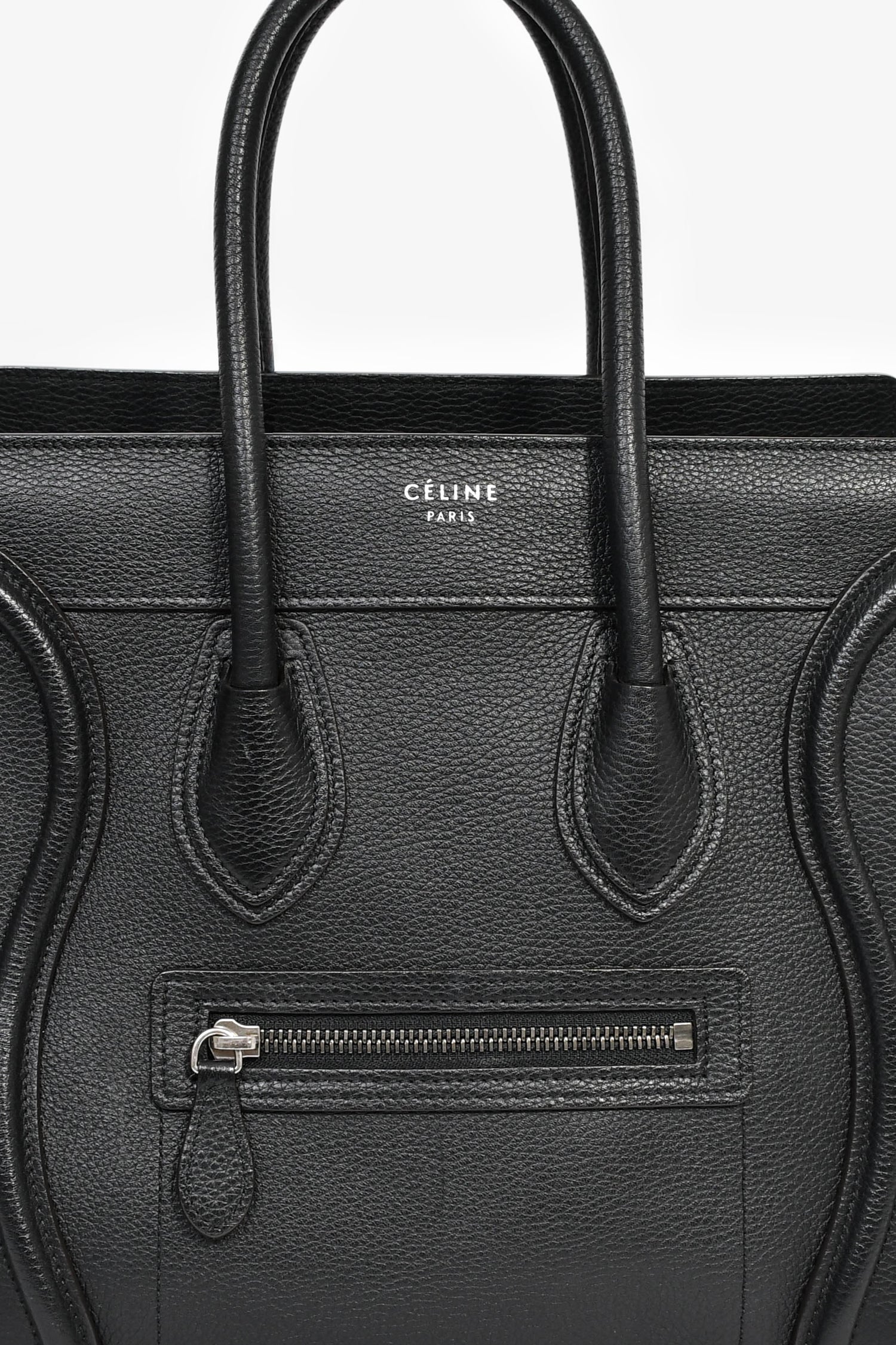 Celine Black Grained Leather Micro Luggage Tote - Image 6