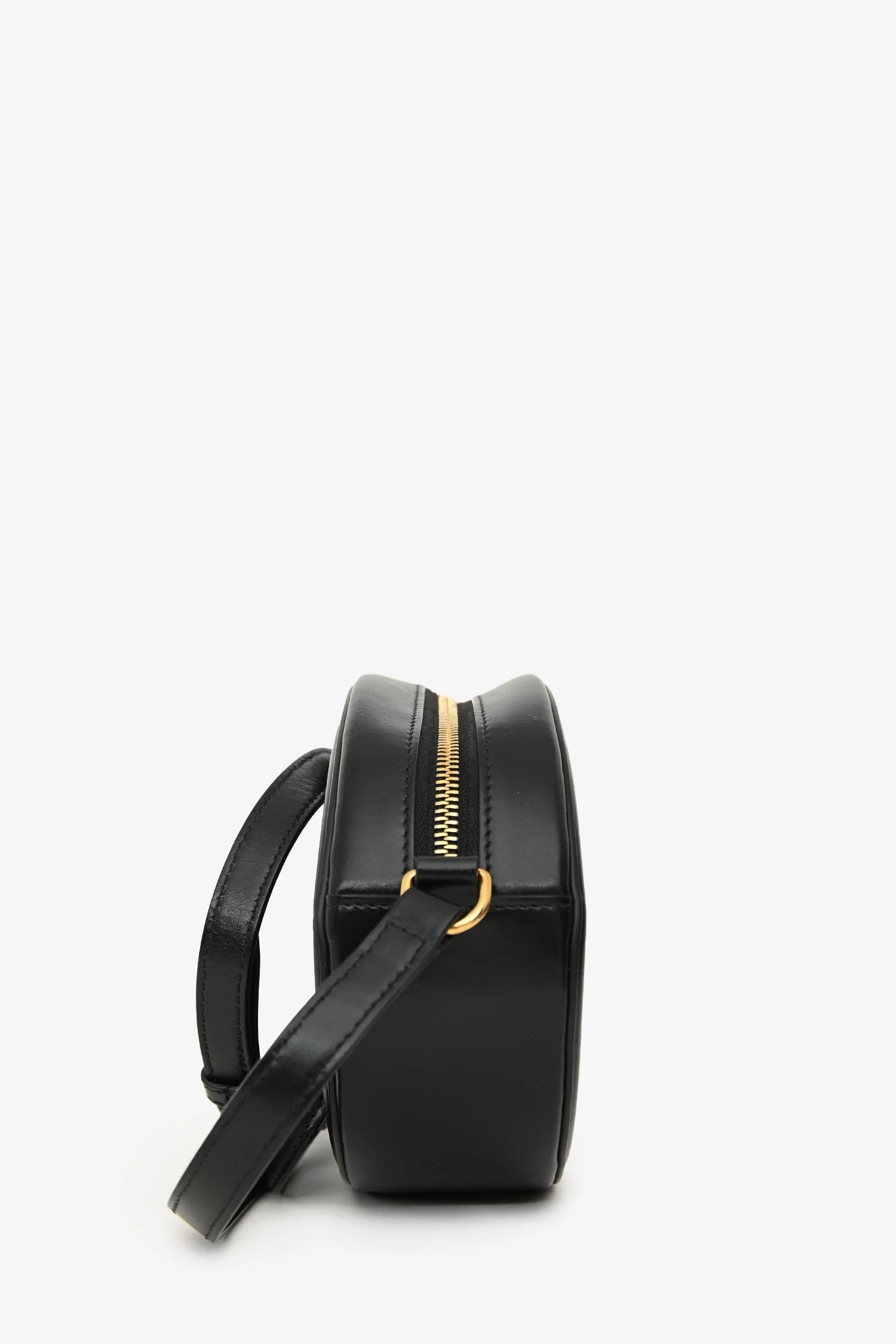 Celine Black Leather Cuir Triomphe Oval Crossbody Bag - Image 3