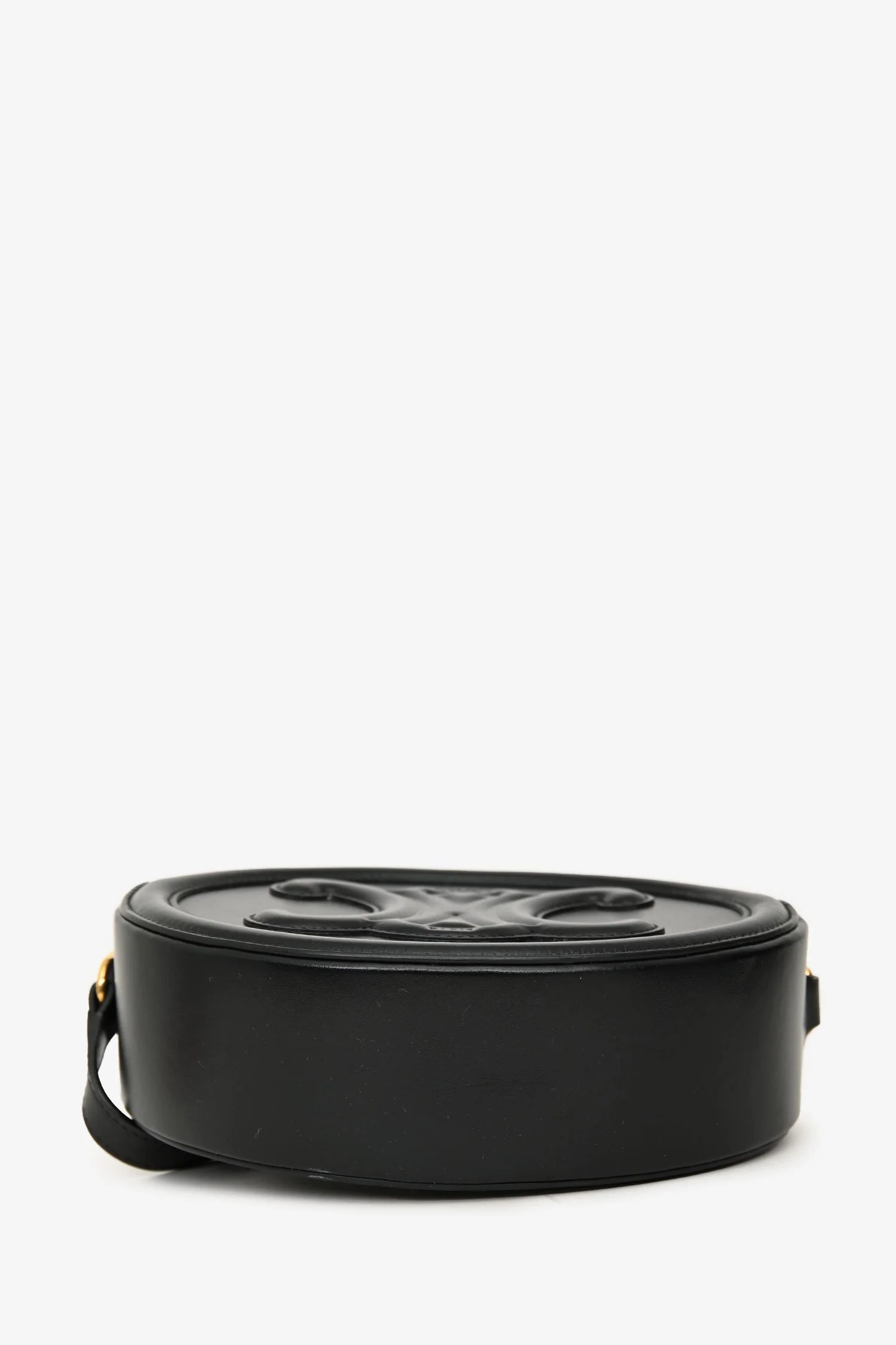 Celine Black Leather Cuir Triomphe Oval Crossbody Bag - Image 5