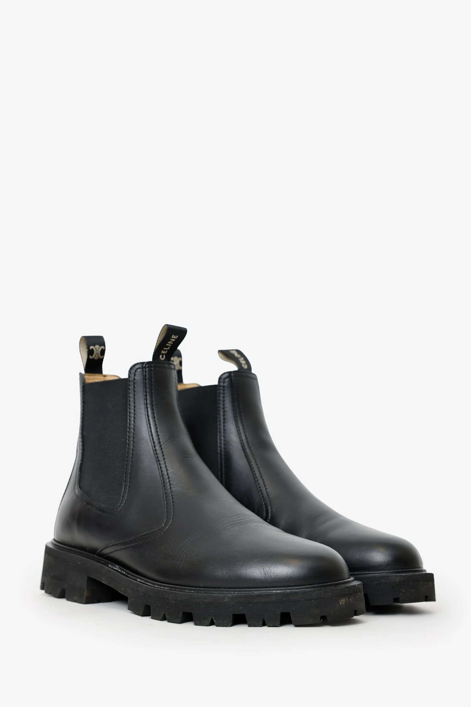Celine Black Leather Margaret Lug Chelsea Boots Size 40.5 - Image 2