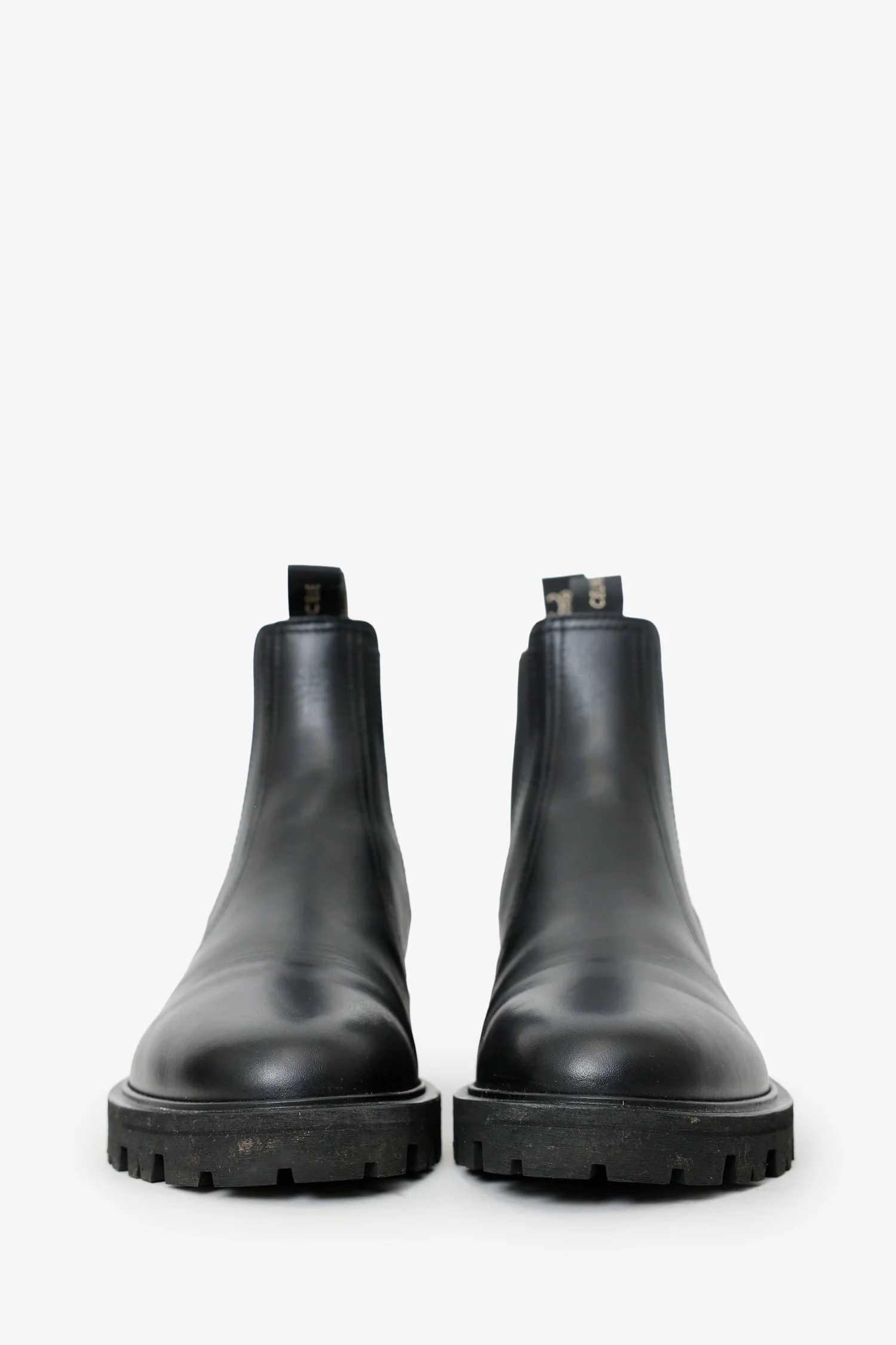 Celine Black Leather Margaret Lug Chelsea Boots Size 40.5 - Image 3