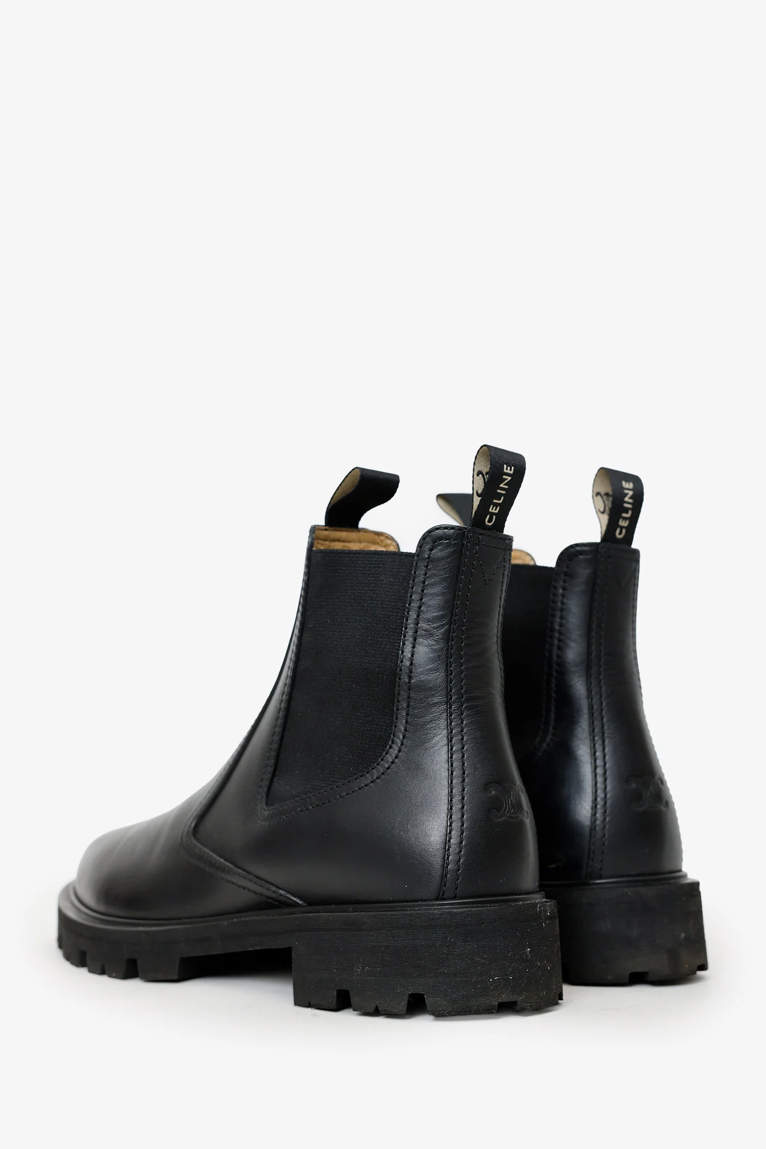 Celine Black Leather Margaret Lug Chelsea Boots Size 40.5 - Image 4