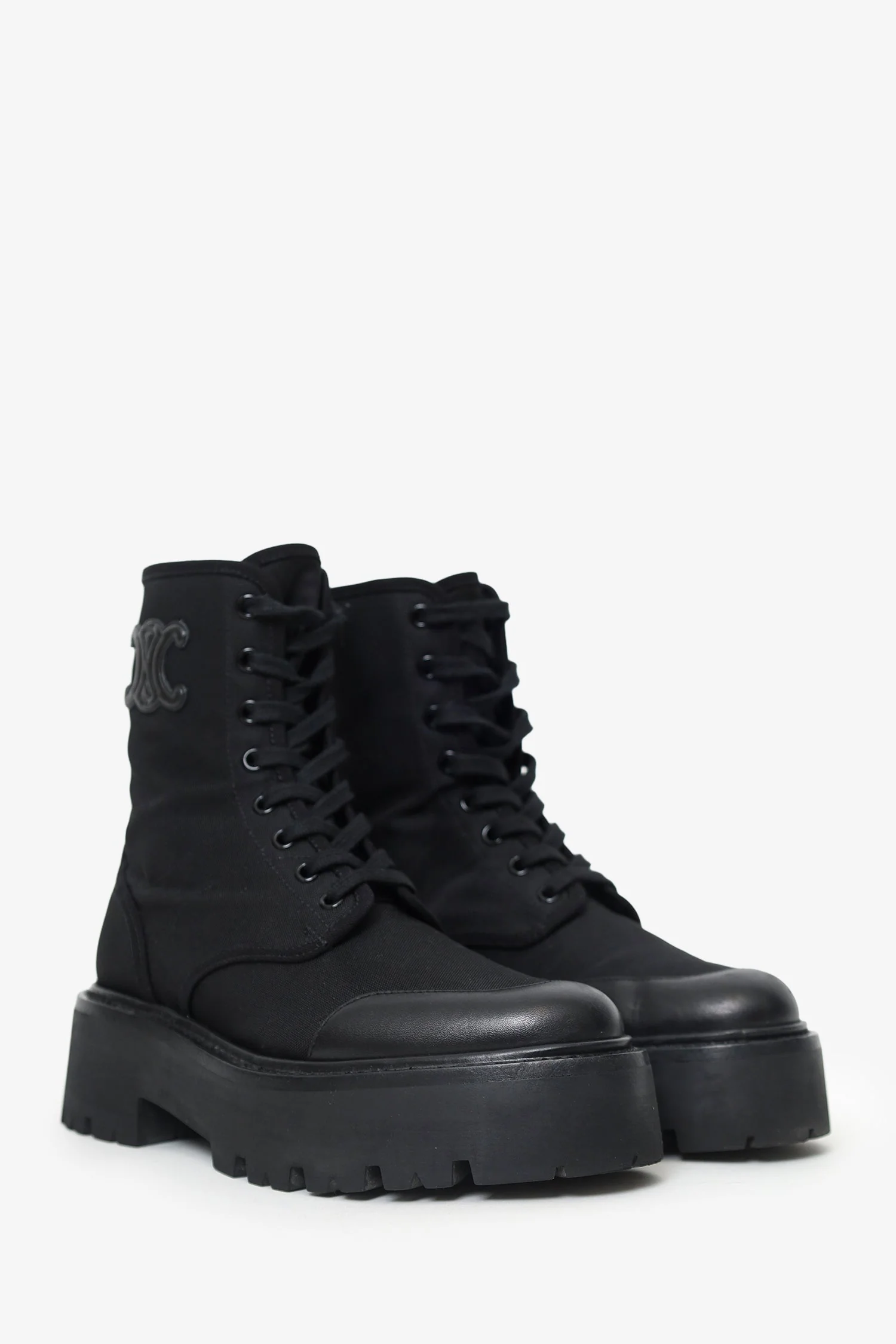 Celine Black Nylon/Leather 'Bulky' Boots Size 37 - Image 2