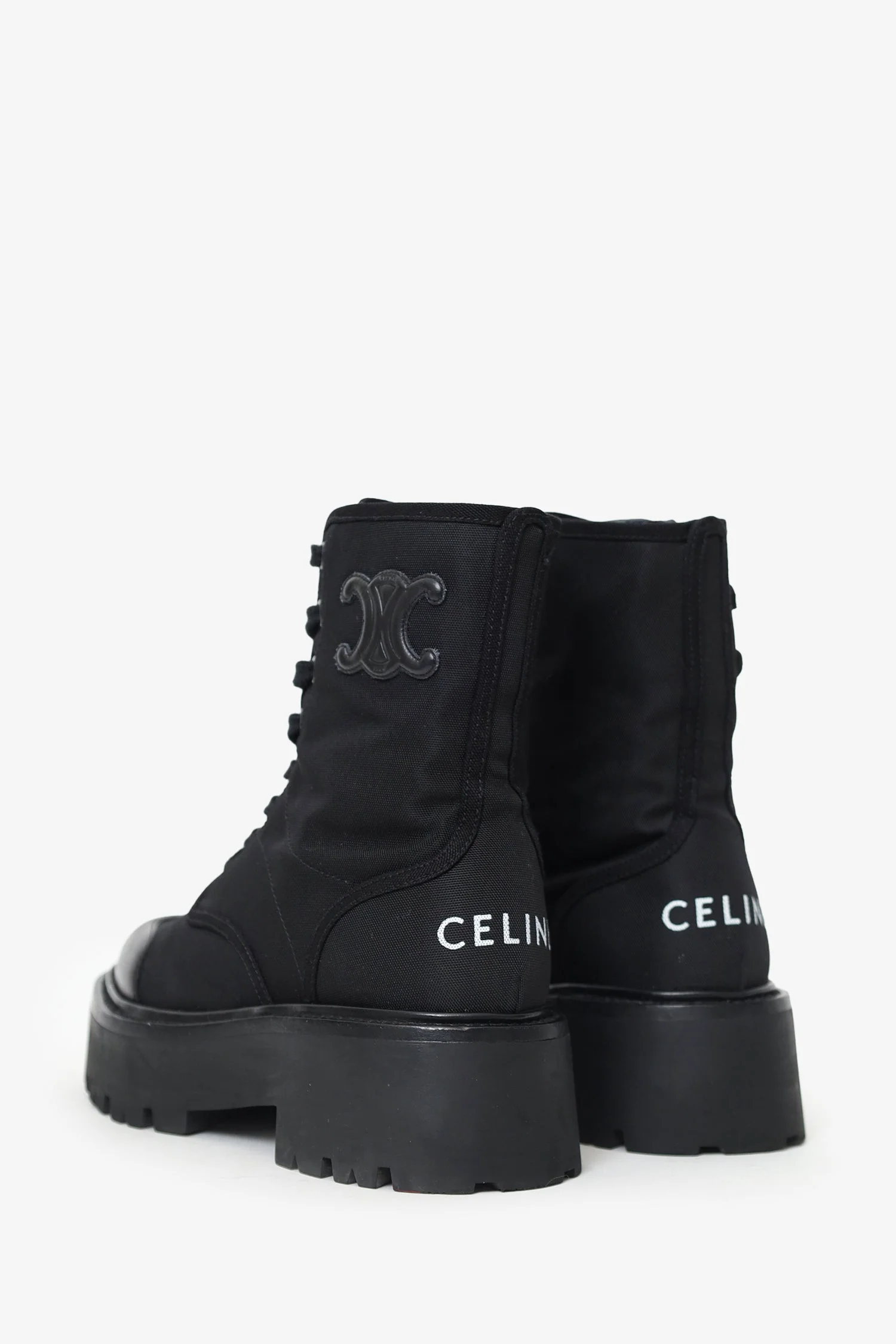 Celine Black Nylon/Leather 'Bulky' Boots Size 37 - Image 4
