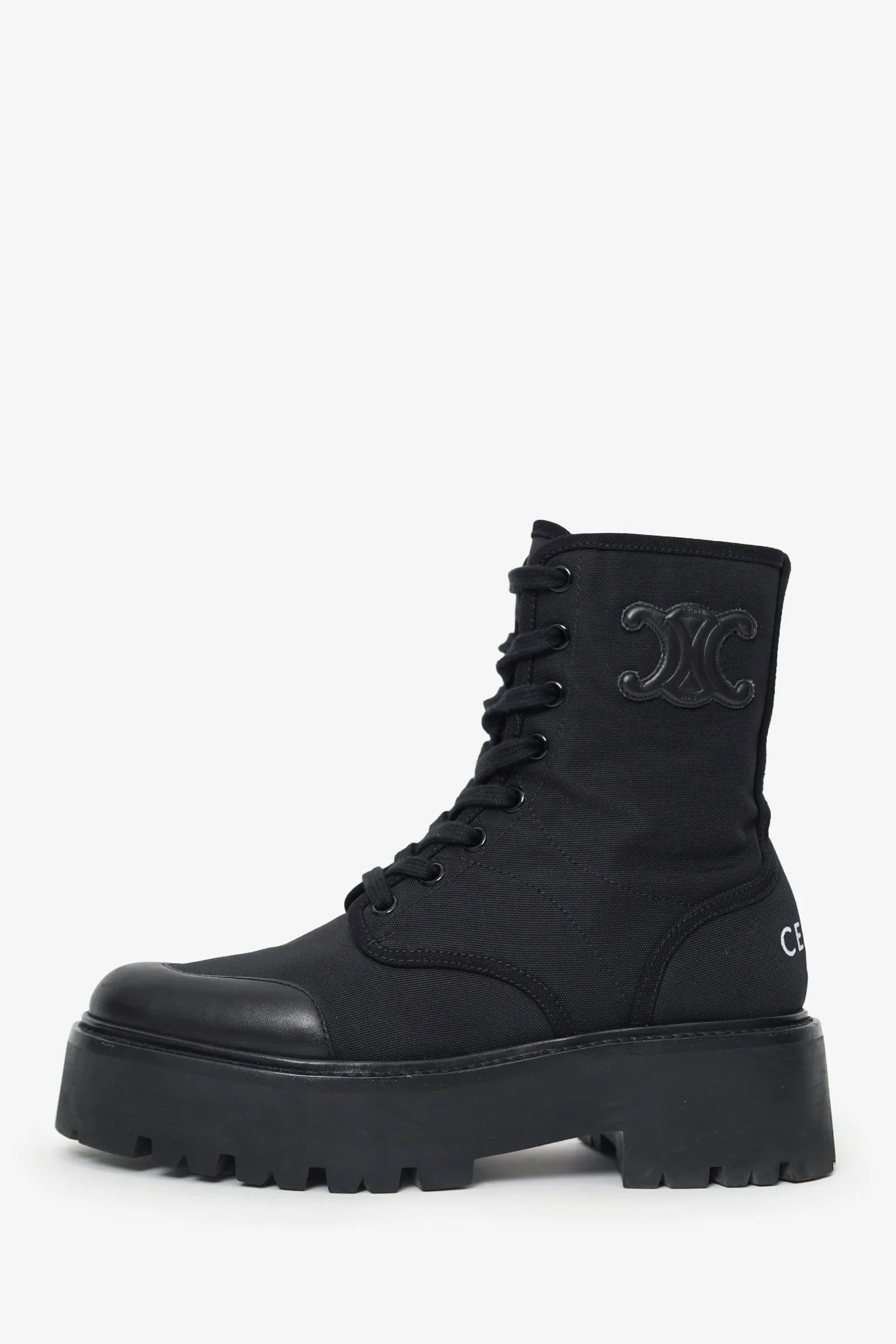 Celine Black Nylon/Leather 'Bulky' Boots Size 37 - Image 5