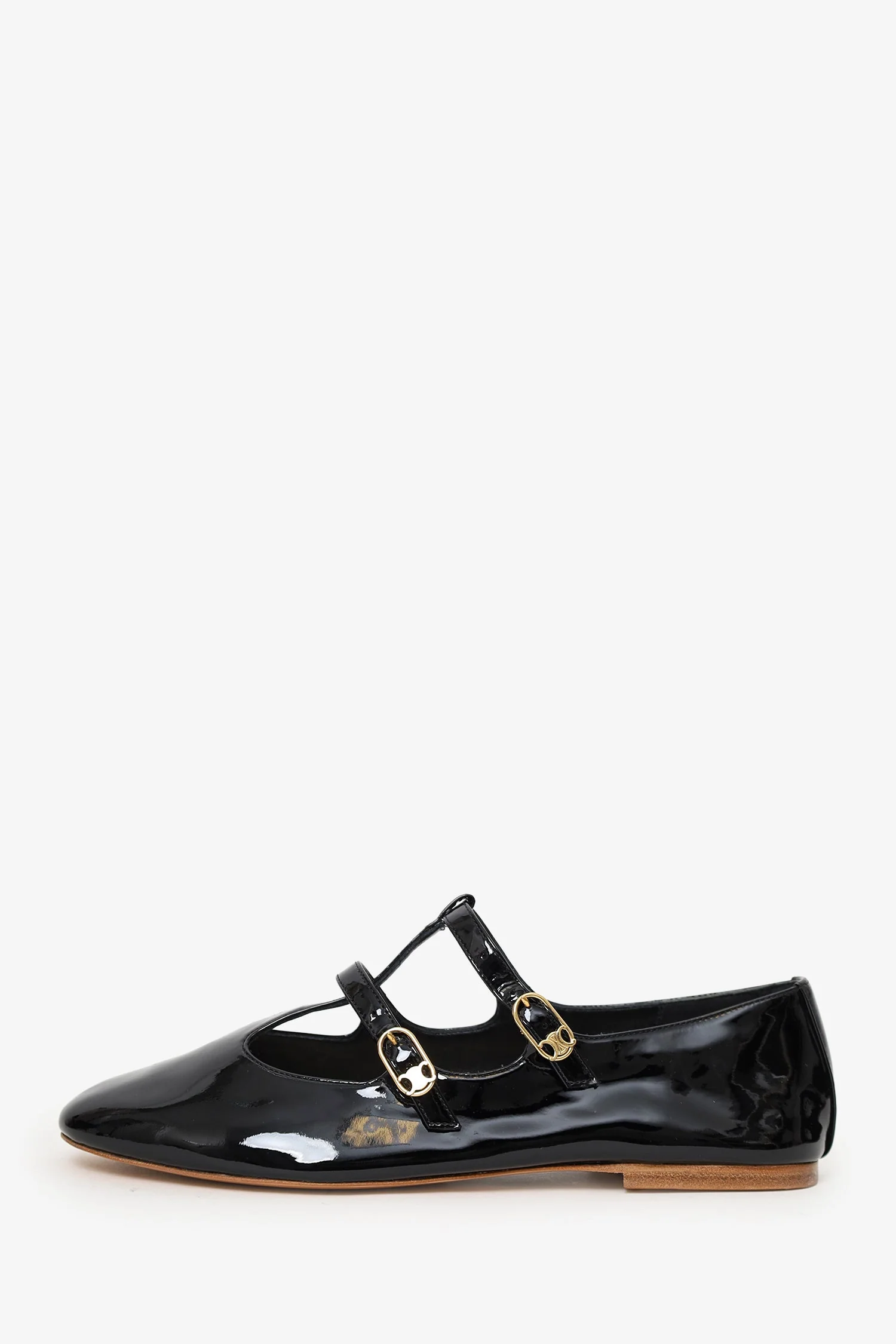 Celine Black Patent Leather Mary-Jane Flats Size 39 - Image 5