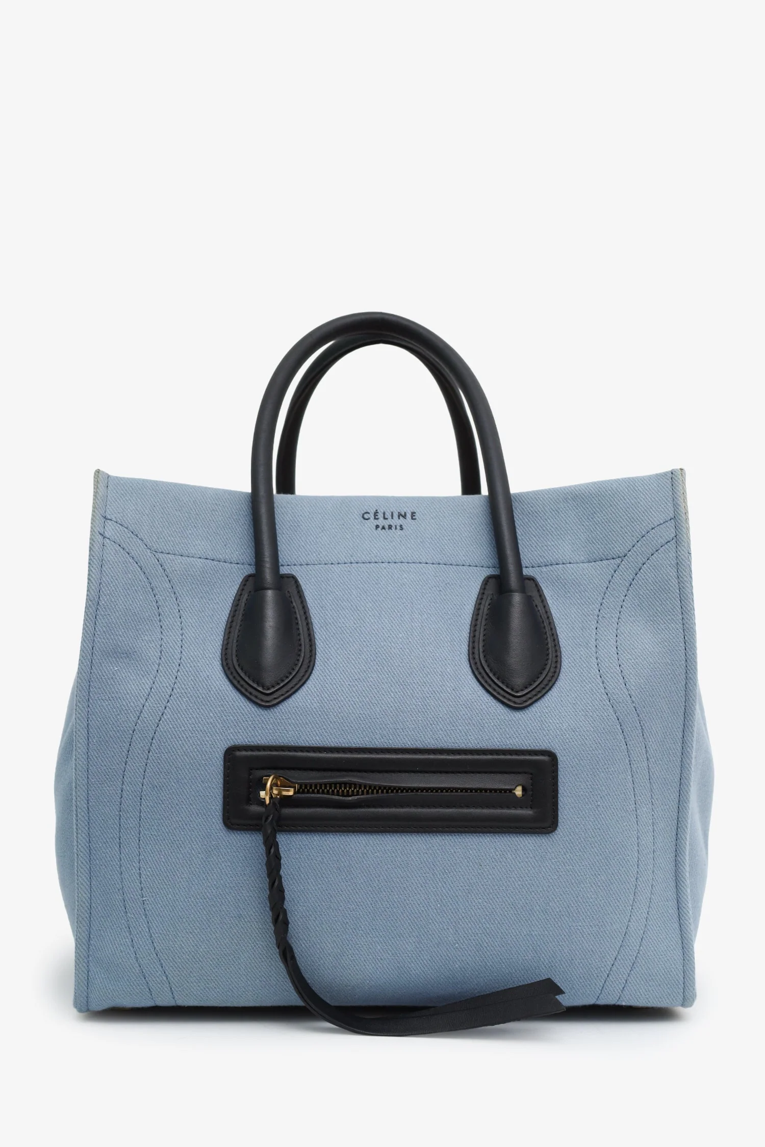 Celine Blue Denim Medium Luggage Phantom Tote