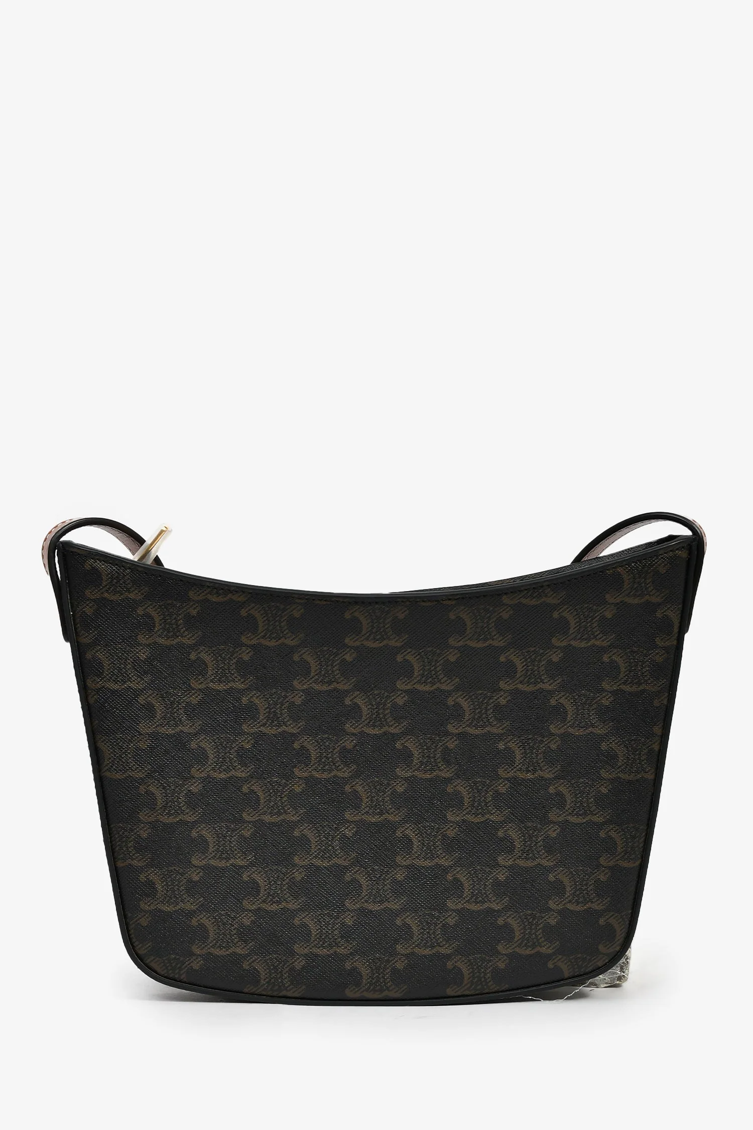 Celine Brown Canvas Triomphe Medium Croque Shoulder Bag