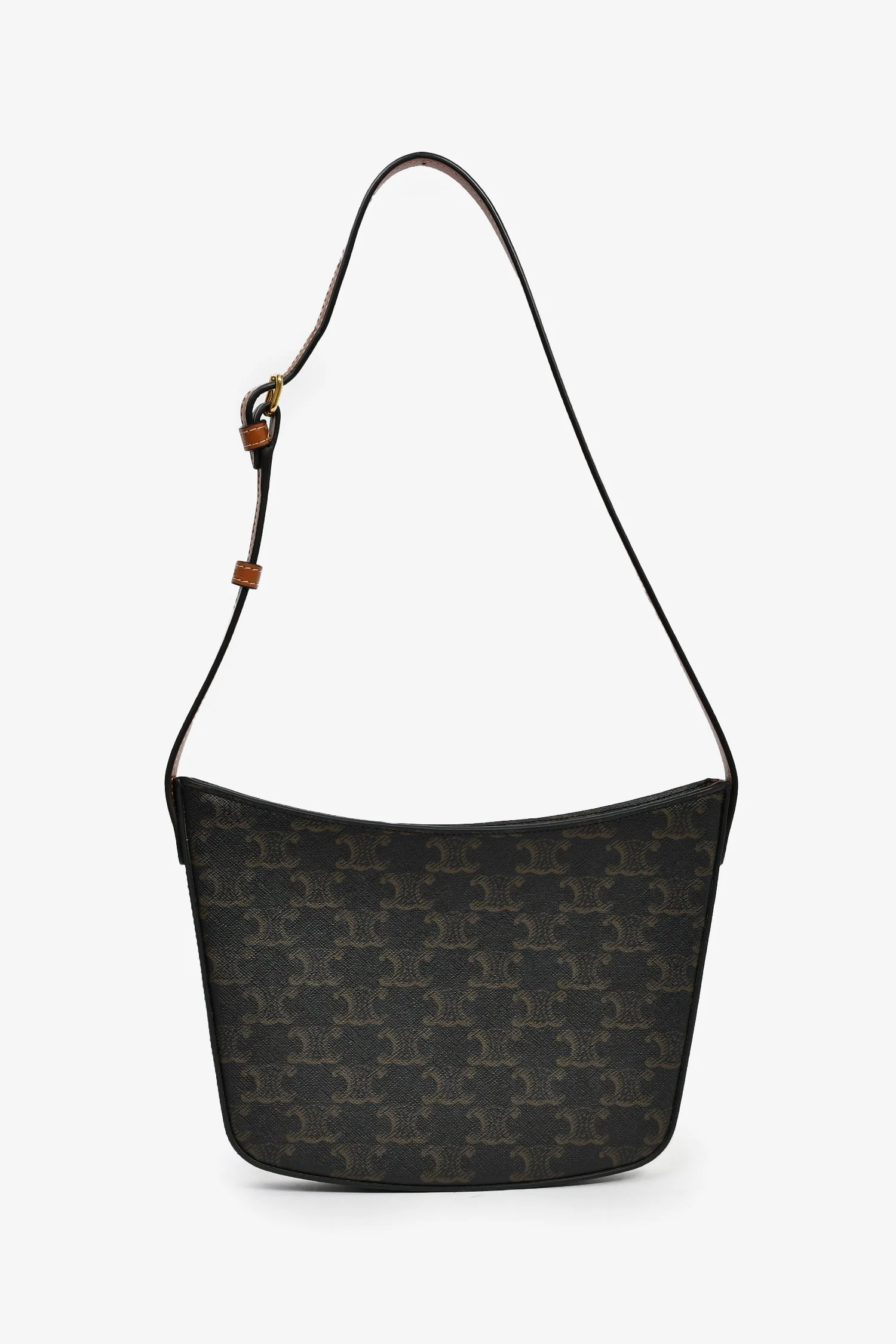 Celine Brown Canvas Triomphe Medium Croque Shoulder Bag - Image 2