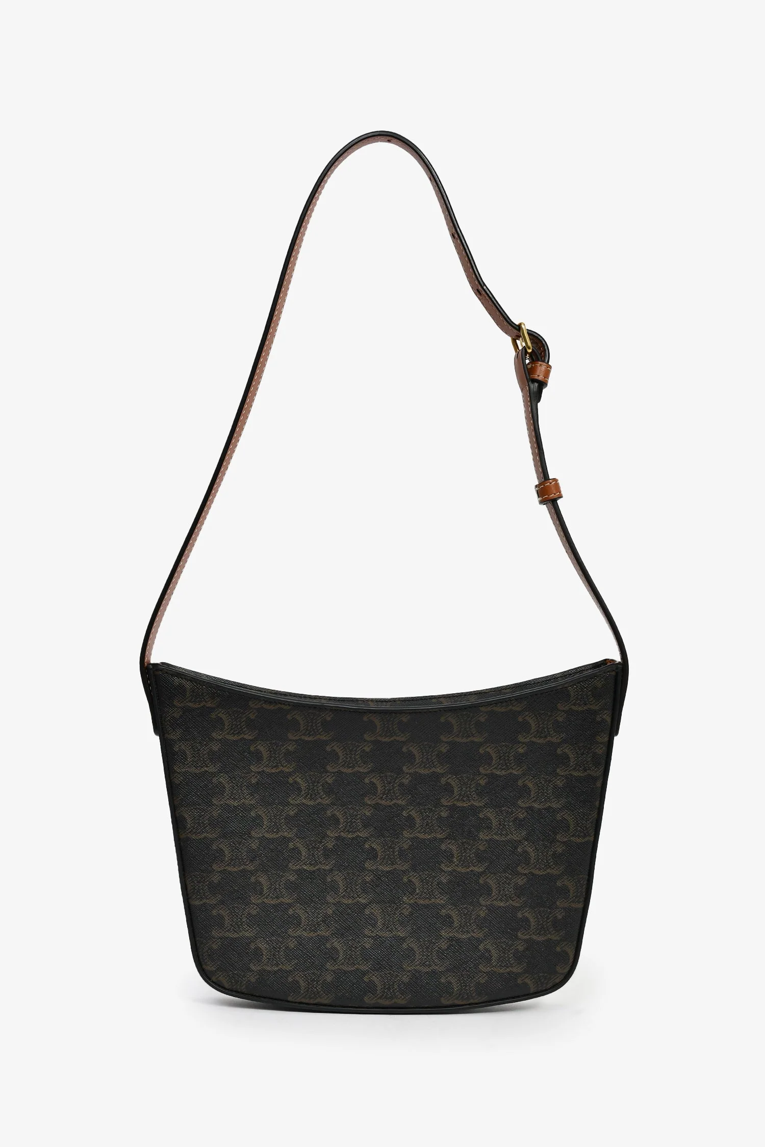 Celine Brown Canvas Triomphe Medium Croque Shoulder Bag - Image 3