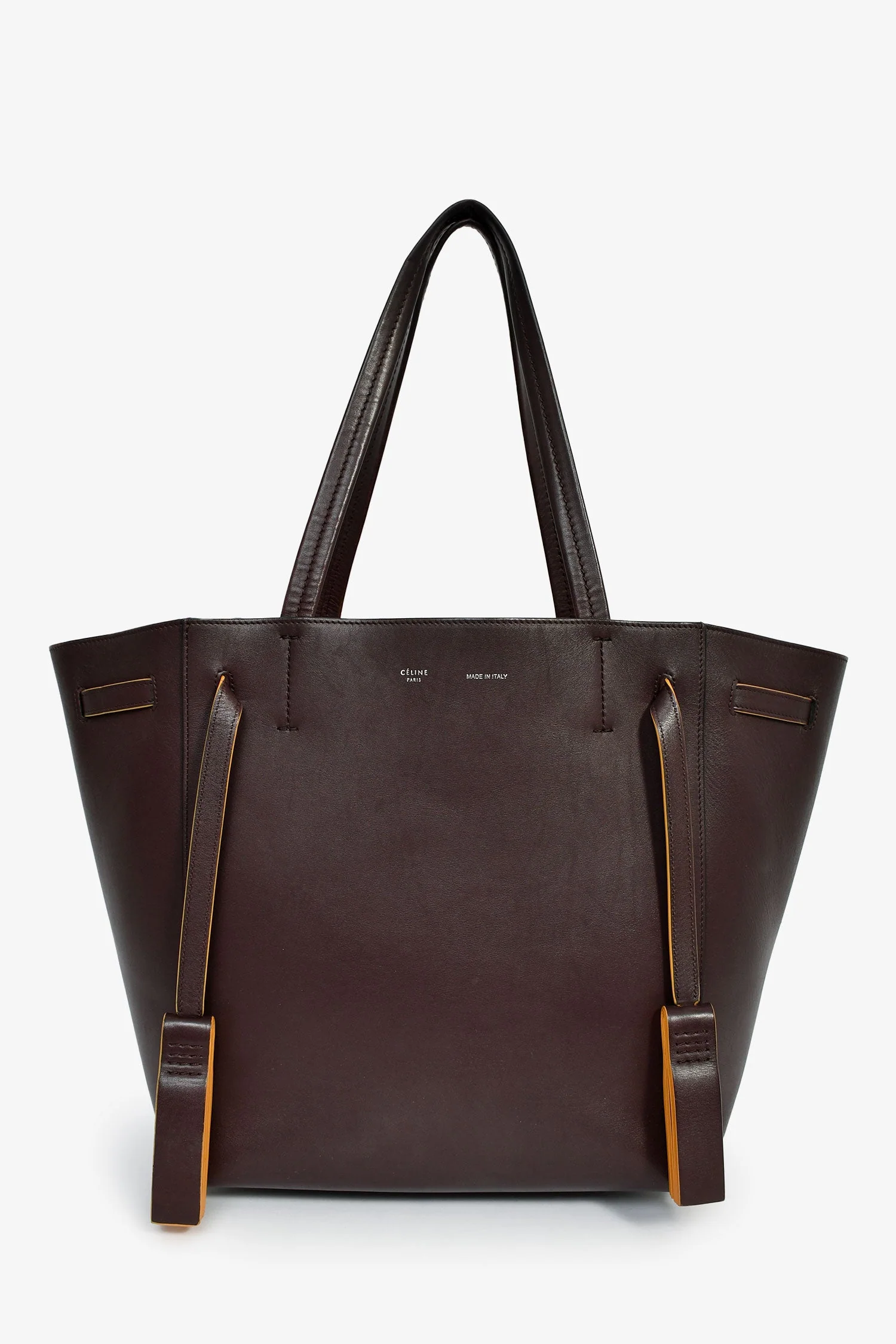 Celine Brown Leather 'Cabas' Phantom Tote Bag With Tassels