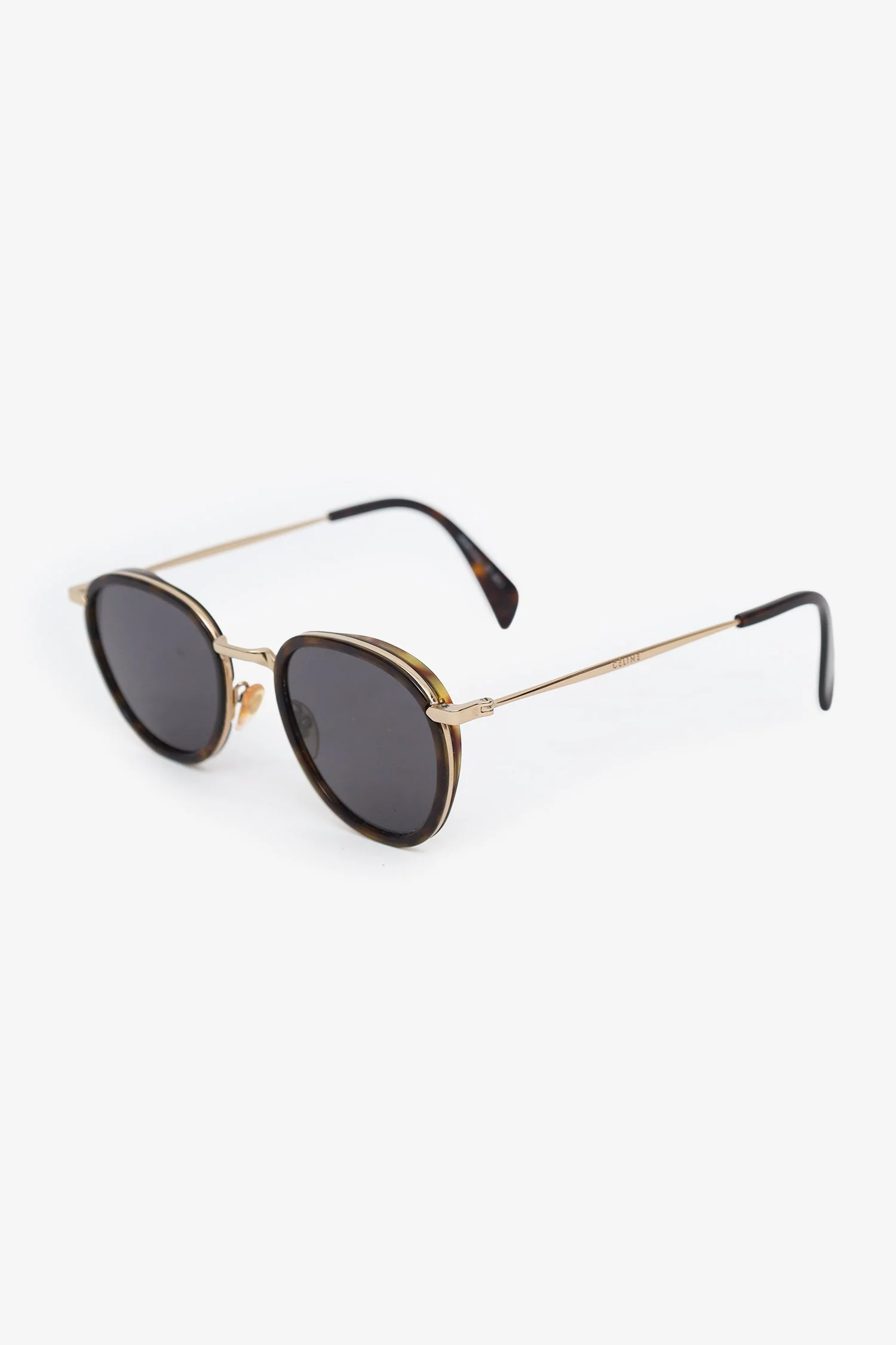 Celine Brown Round Frame Sunglasses With Leather Case - Image 2