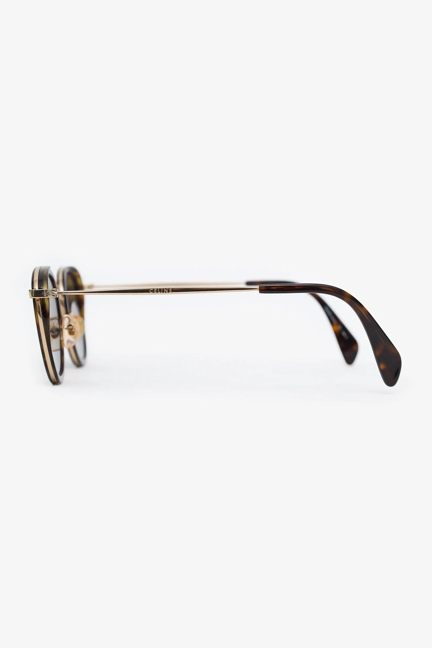 Celine Brown Round Frame Sunglasses With Leather Case - Image 3