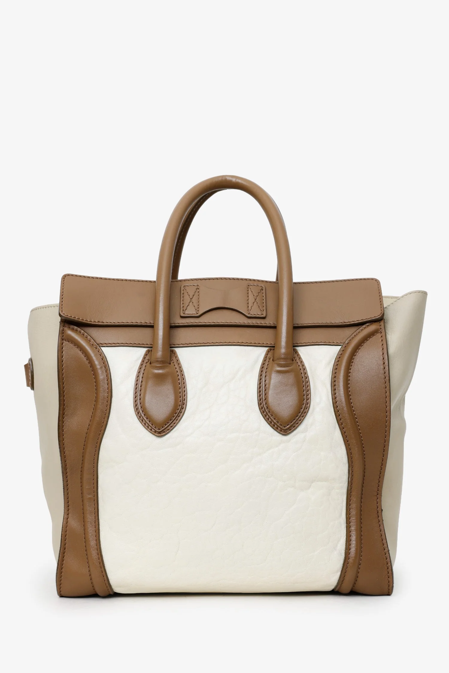Celine Brown/Taupe Leather Mini Luggage Tote - Image 2