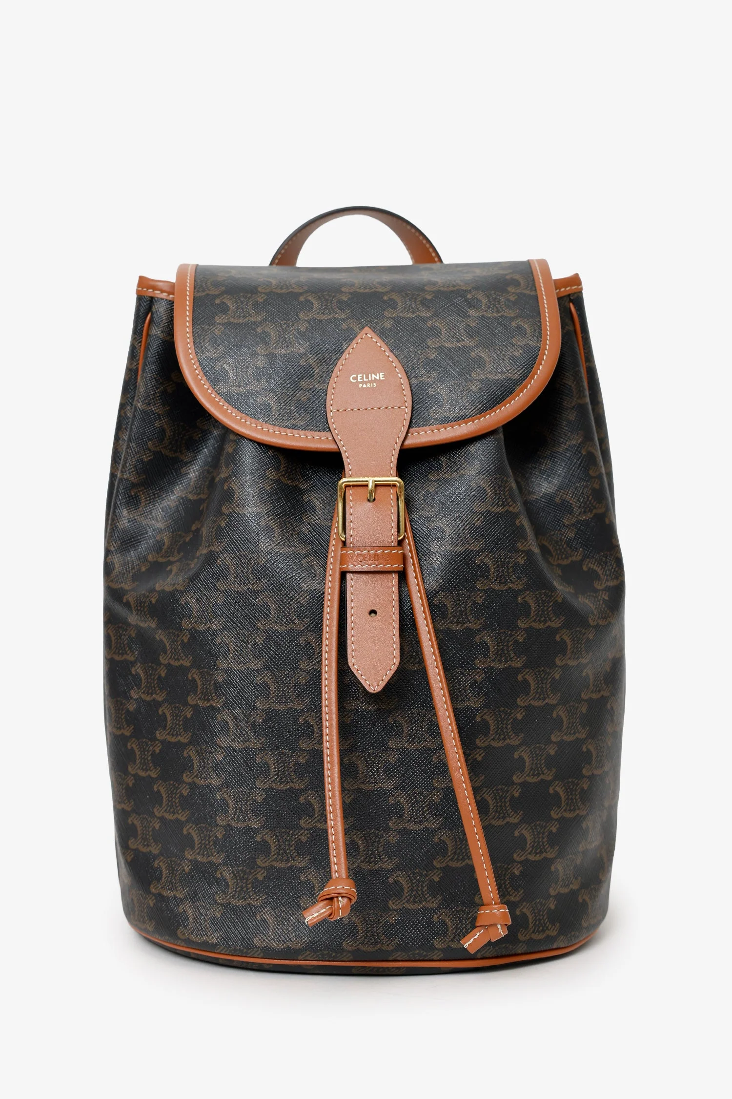Celine Brown Triomphe Canvas/Calfskin Medium Backpack
