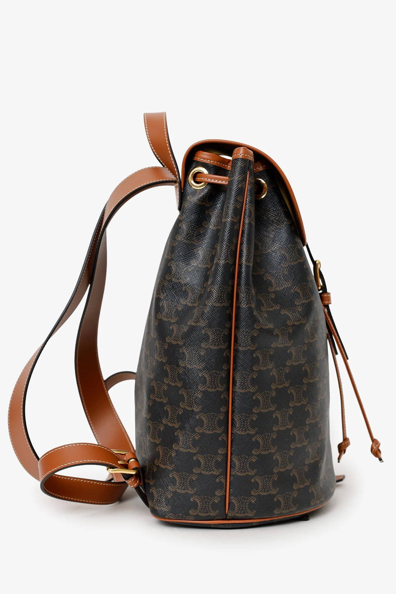 Celine Brown Triomphe Canvas/Calfskin Medium Backpack - Image 2