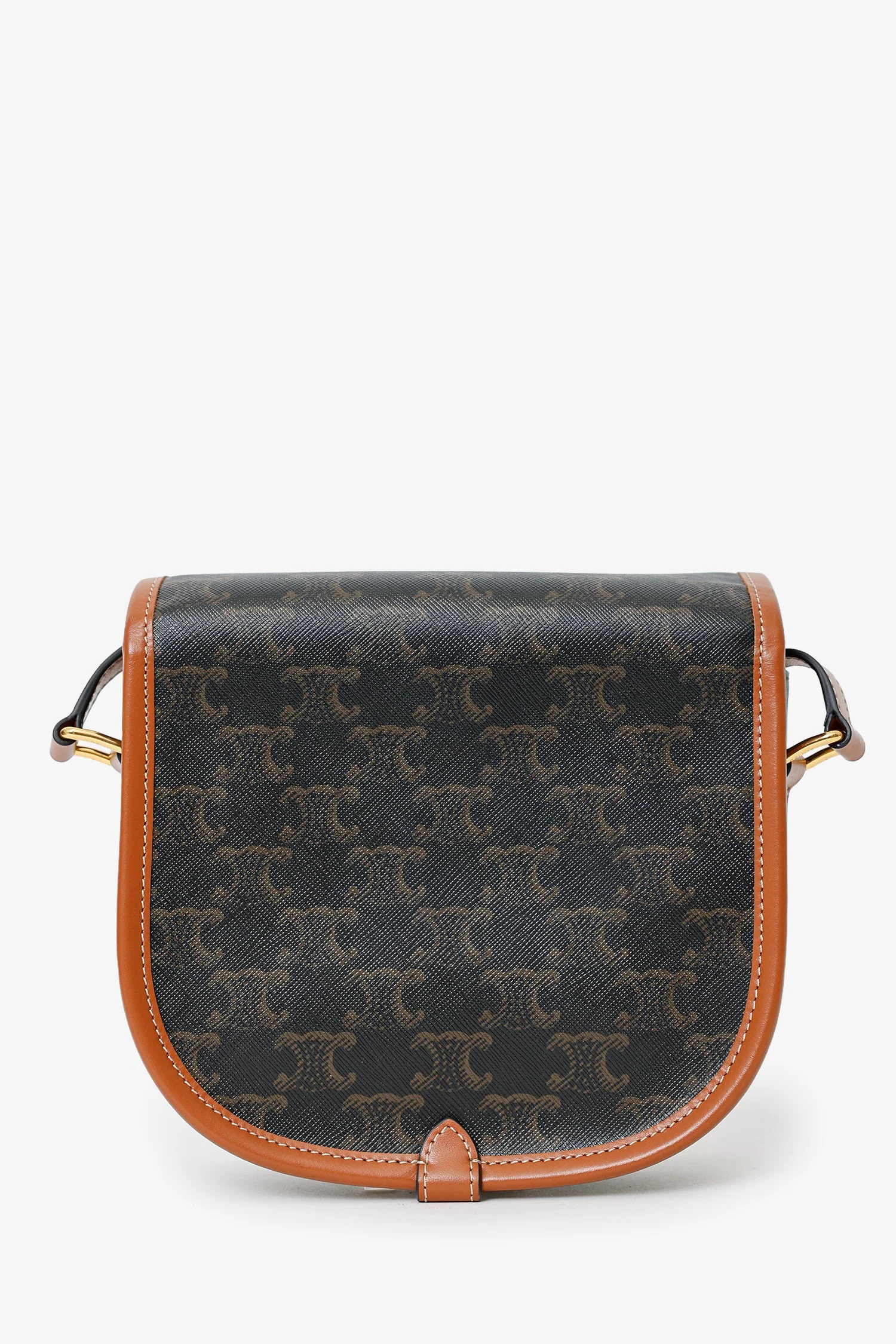 Celine Brown Triomphe Canvas Folco Crossbody Bag - Image 2