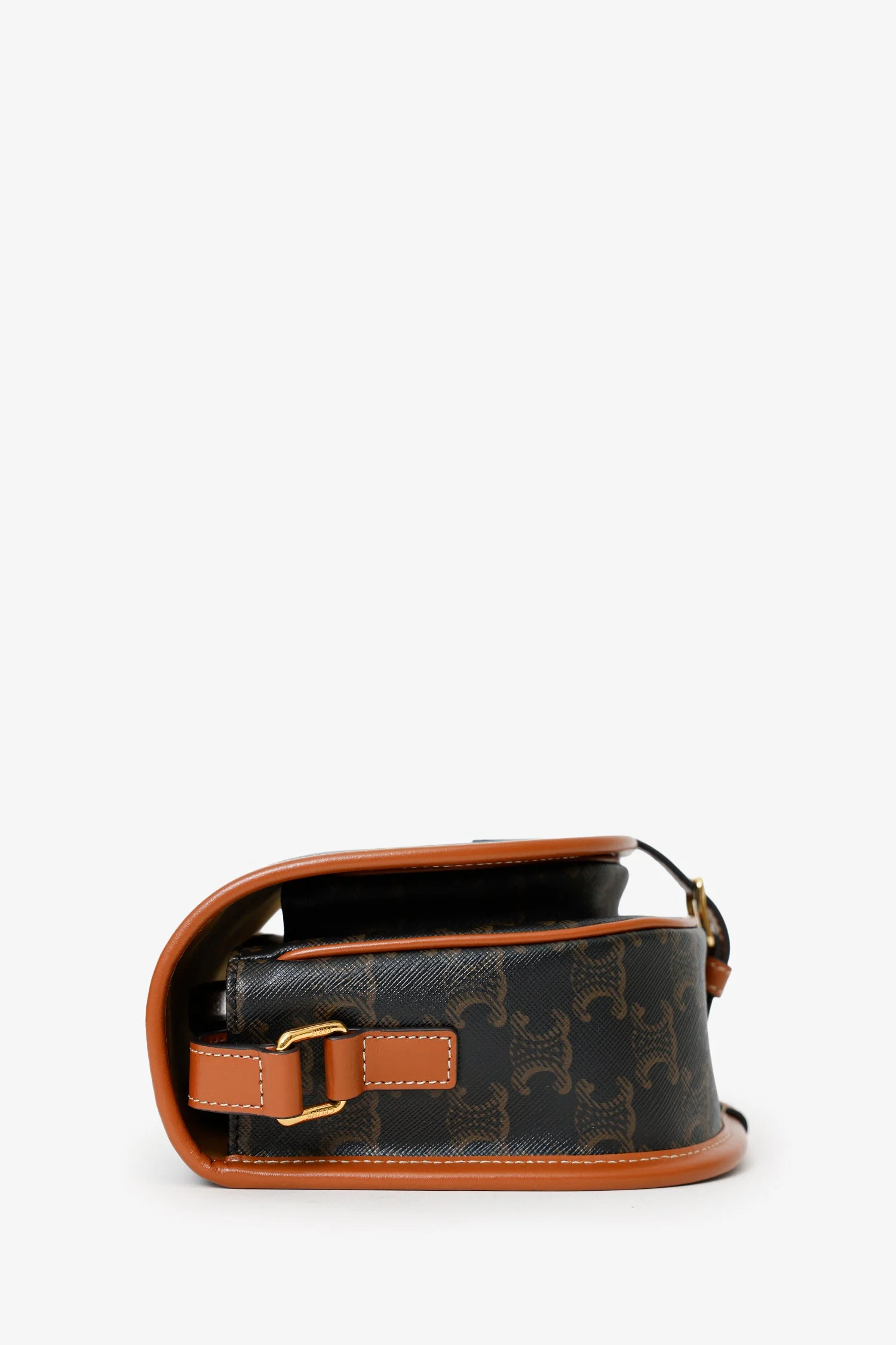 Celine Brown Triomphe Canvas Folco Crossbody Bag - Image 3