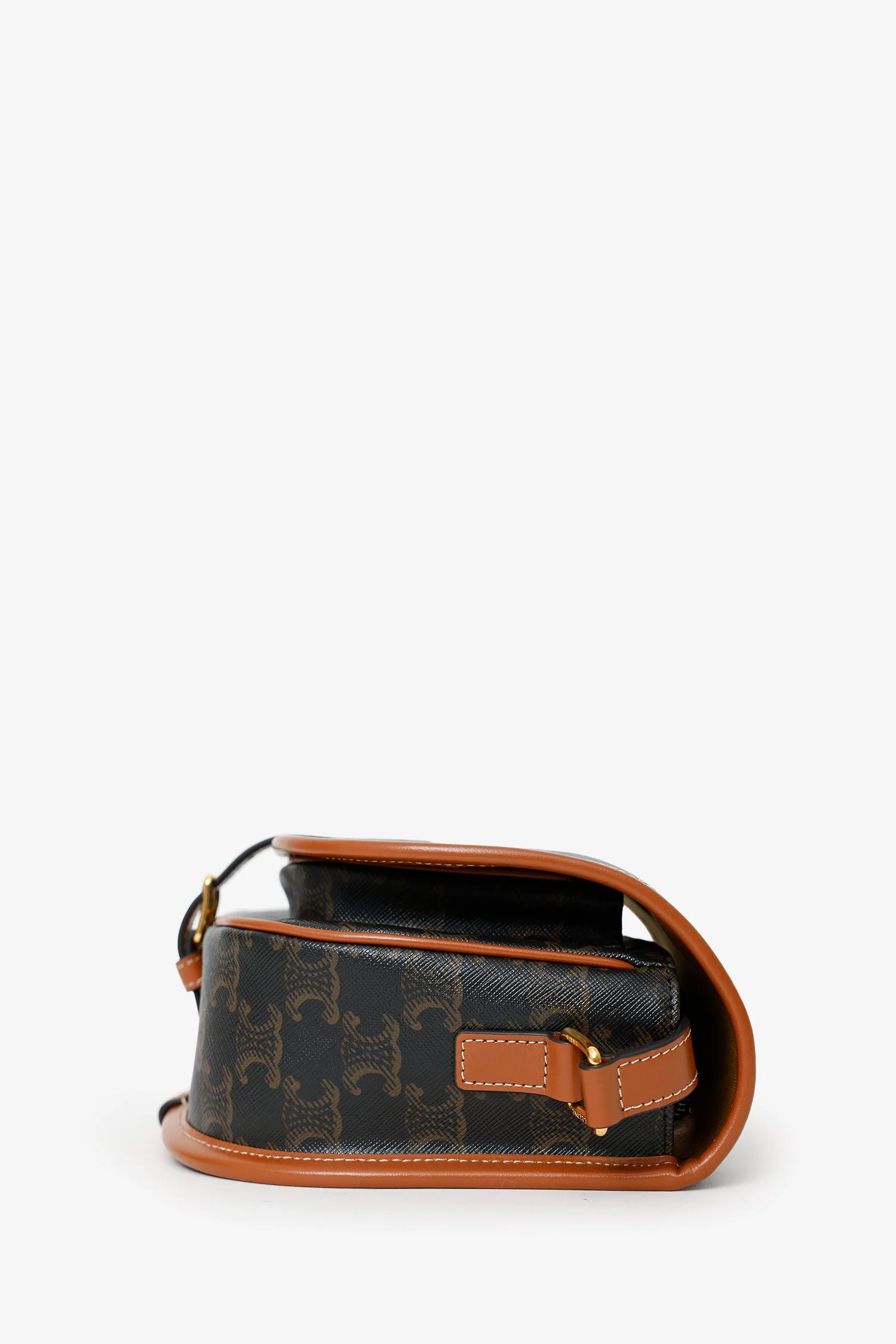 Celine Brown Triomphe Canvas Folco Crossbody Bag - Image 4