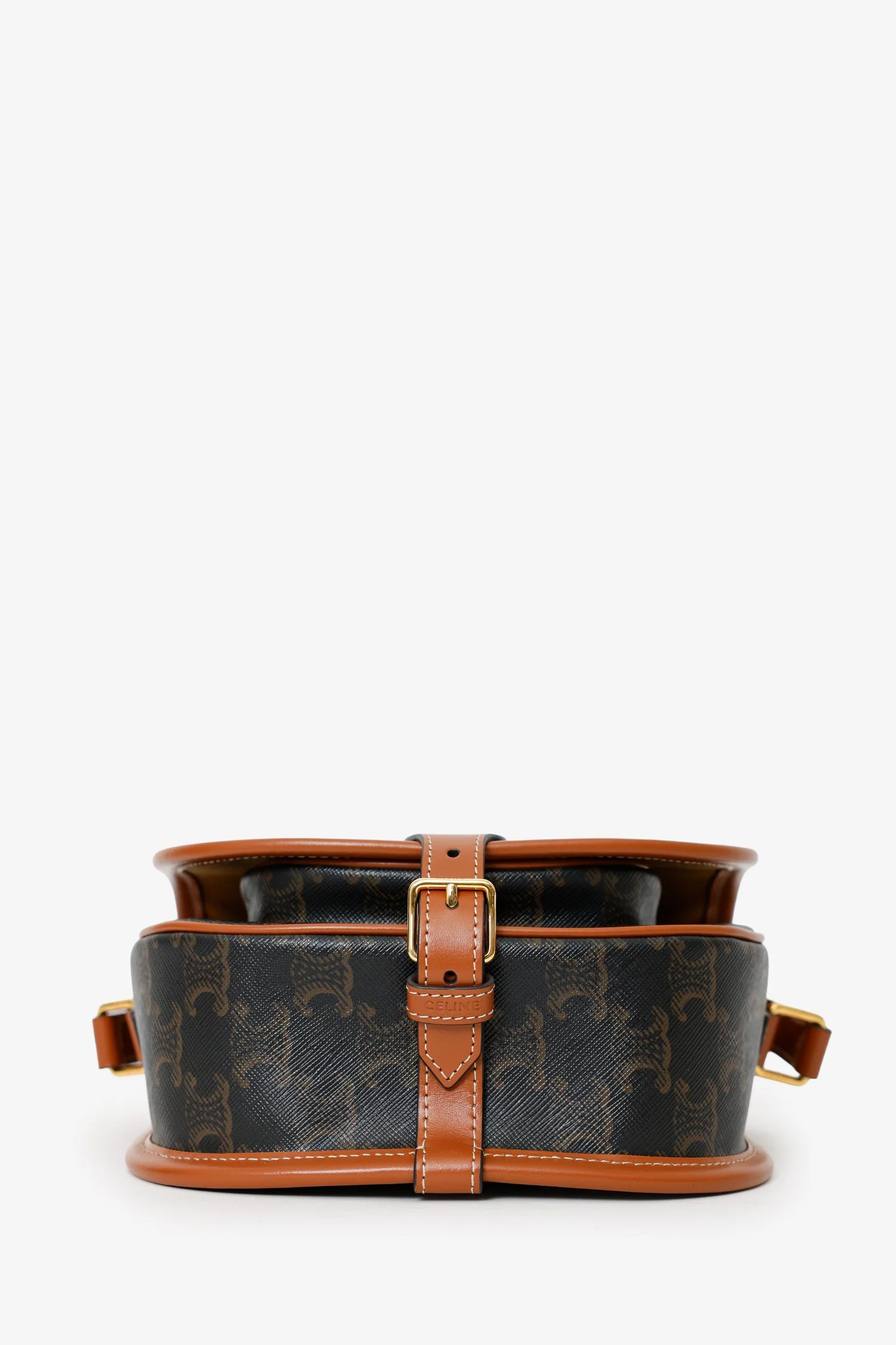 Celine Brown Triomphe Canvas Folco Crossbody Bag - Image 5