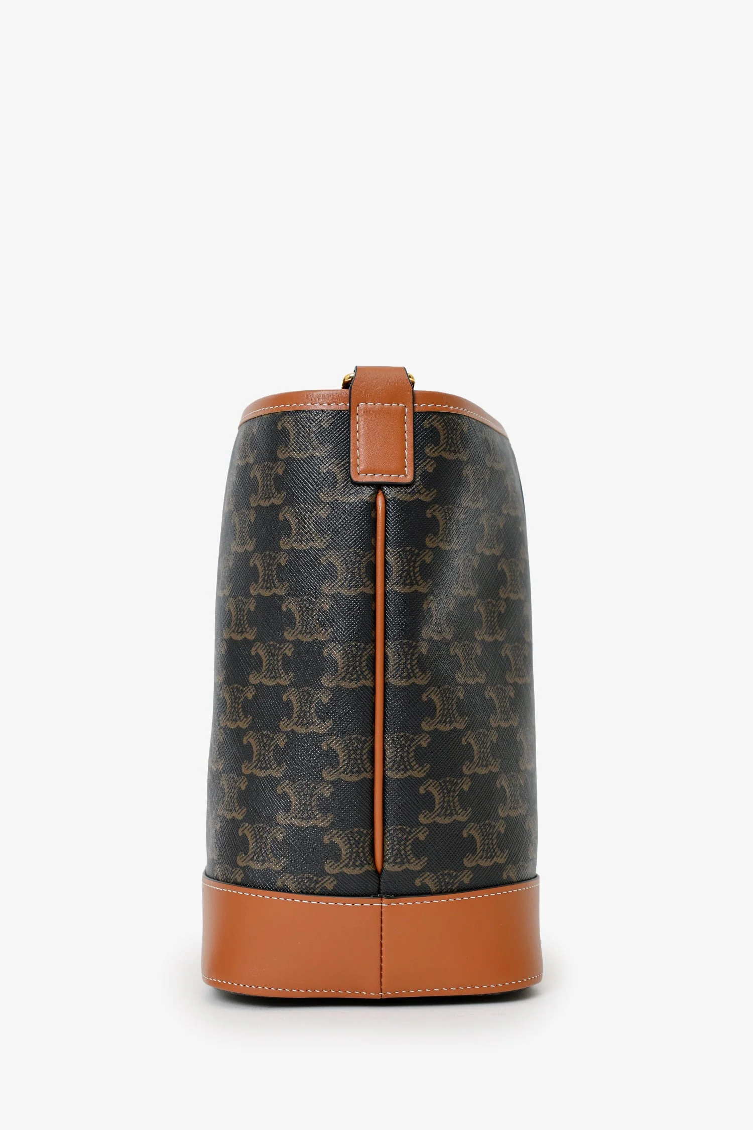 Celine Brown Triomphe Canvas Small Bucket Crossbody Bag - Image 3