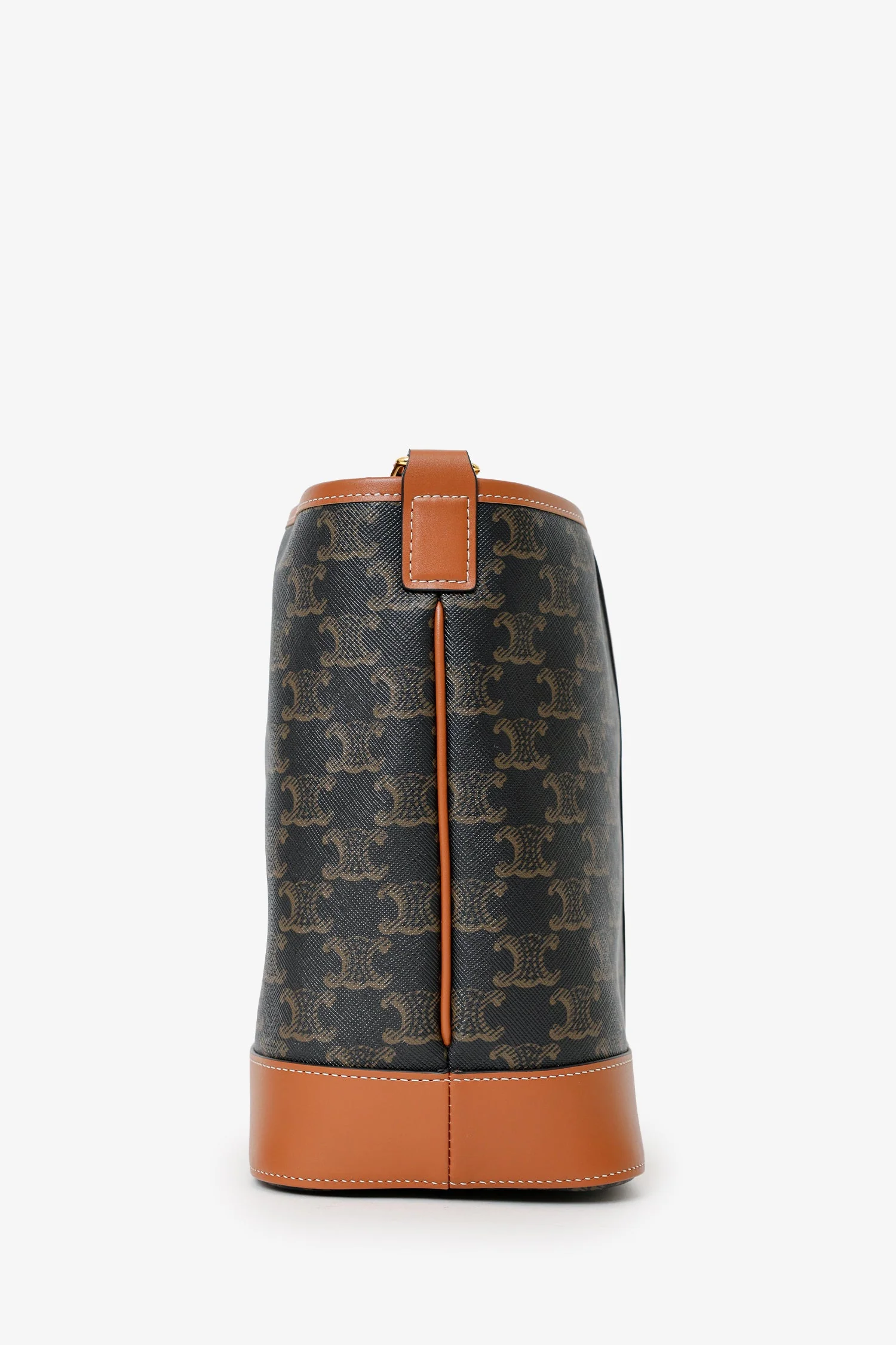 Celine Brown Triomphe Canvas Small Bucket Crossbody Bag - Image 4